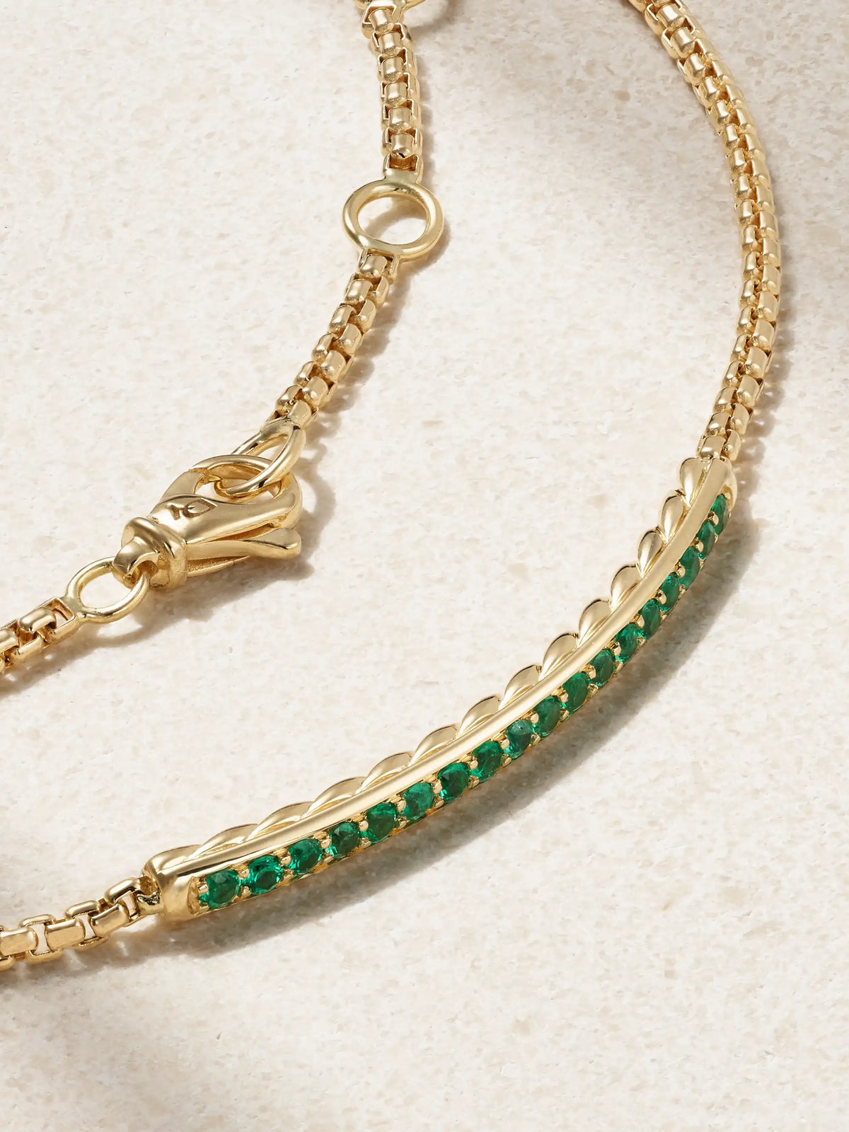 Petite Pavé 18-karat Gold Emerald Bracelet