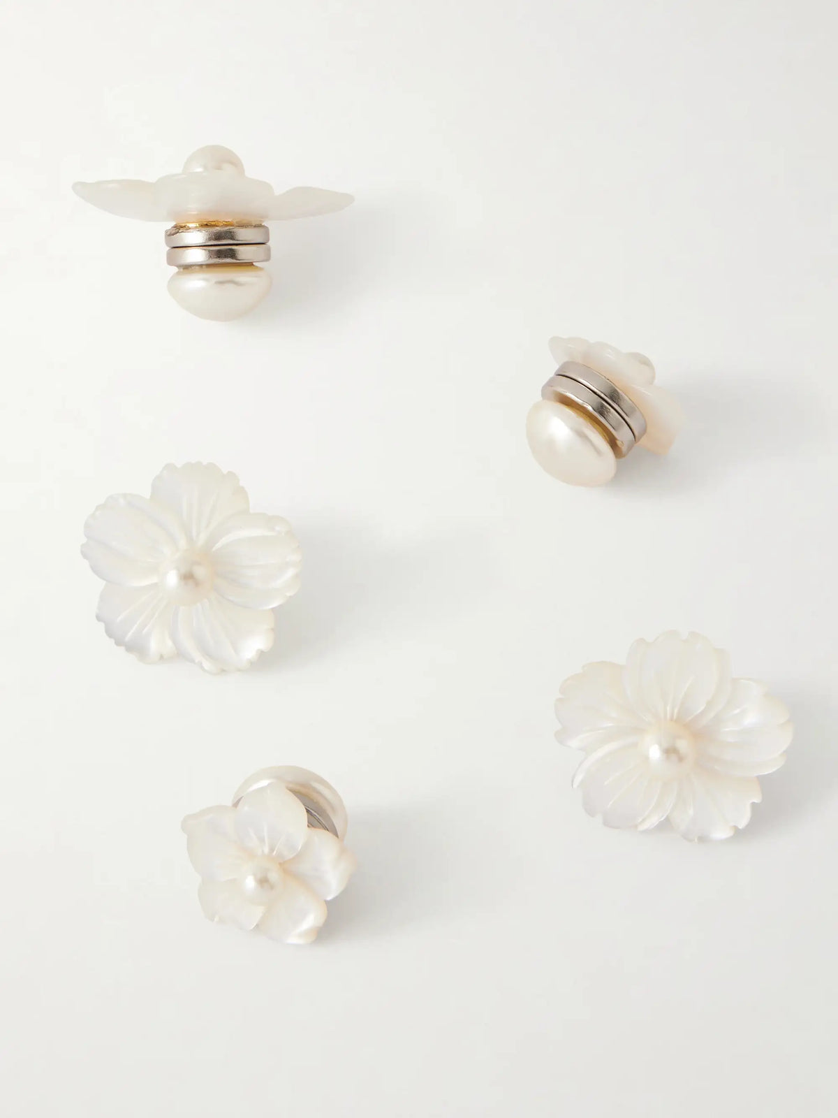 Zinnia Set Of Five Silver-tone Mother-of-pearl Headpiece