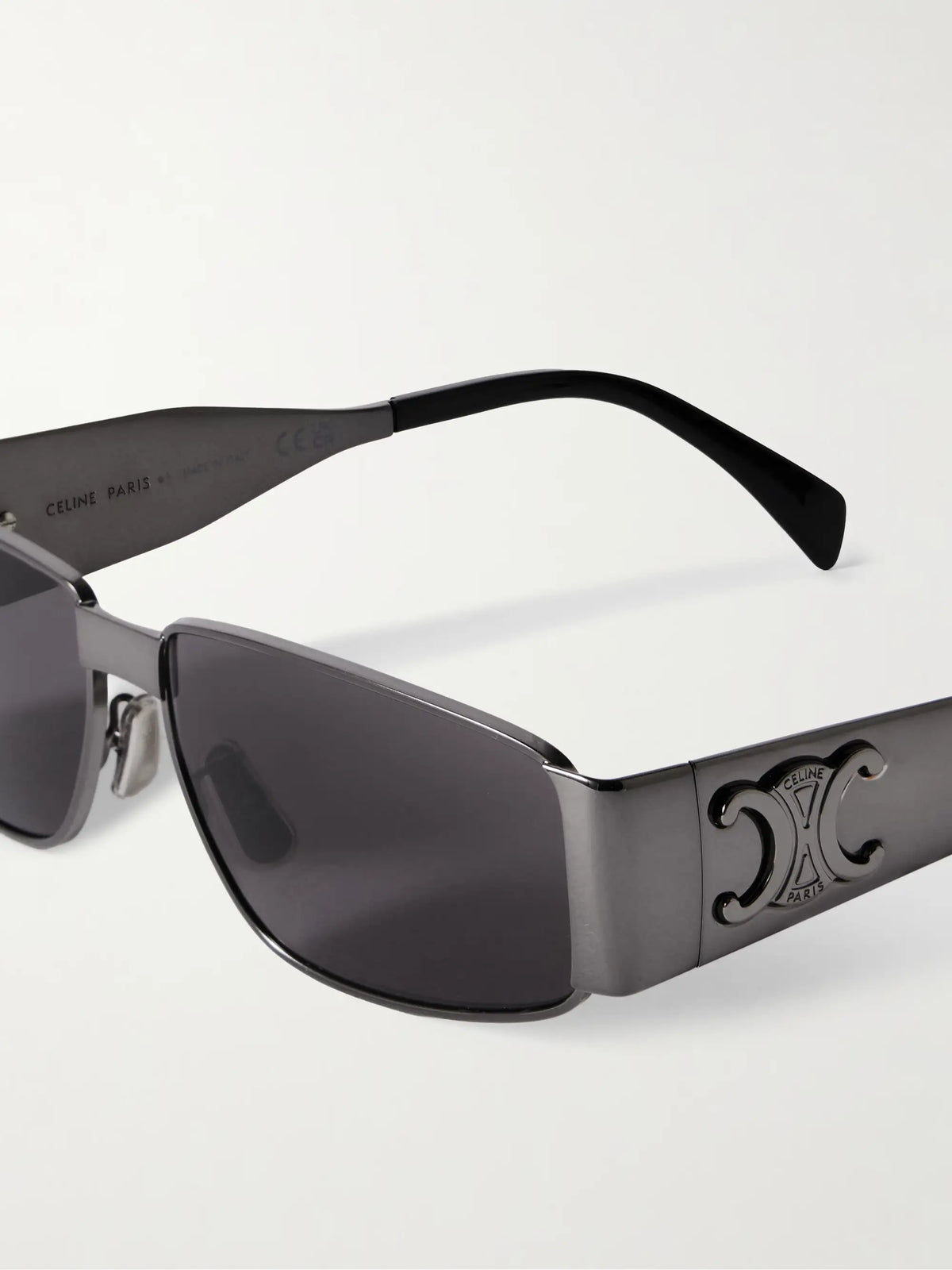 Triomphe Rectangle-frame Gunmetal-tone Sunglasses