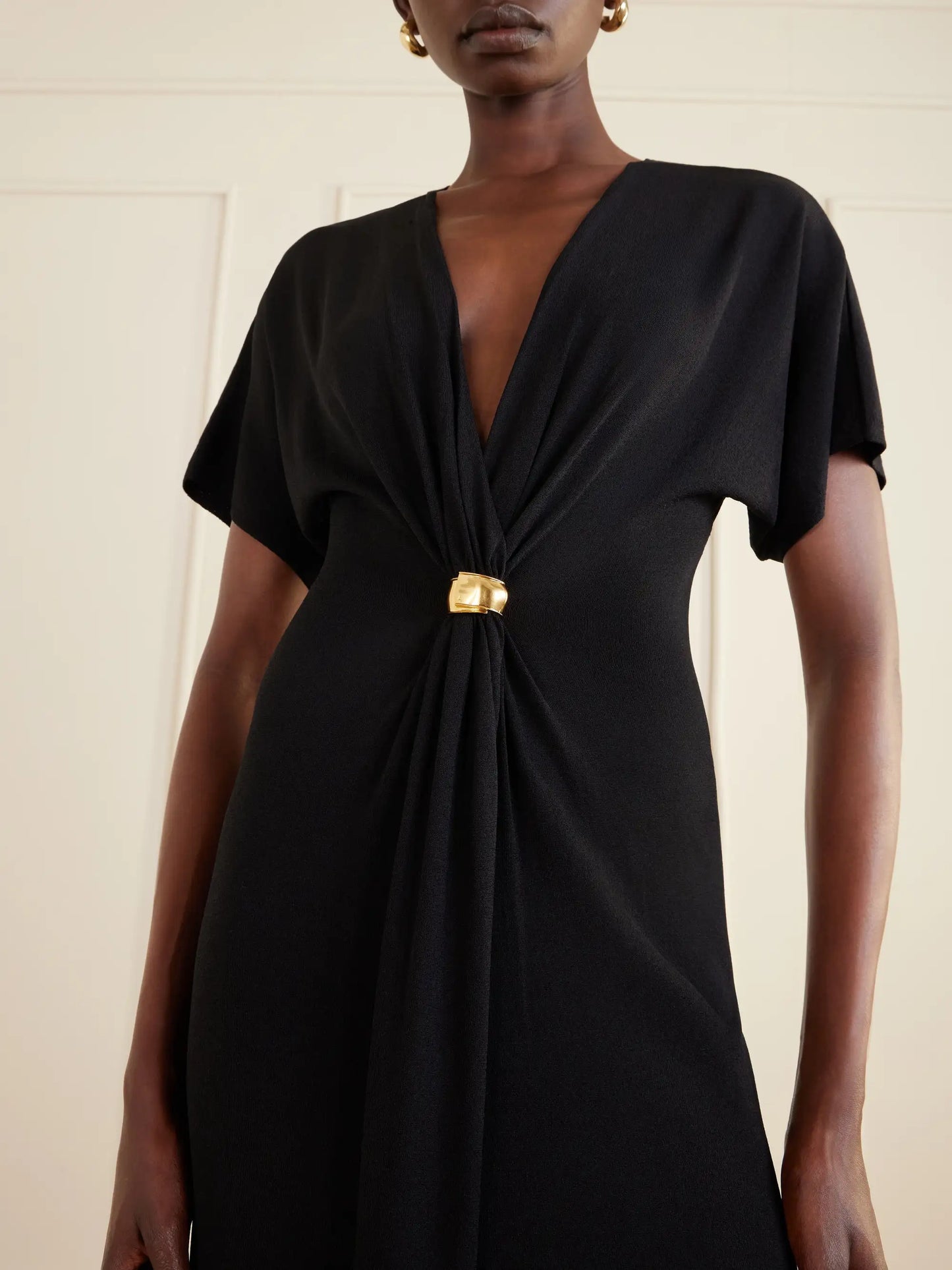 Rena Embellished Gathered Jersey Maxi Dress