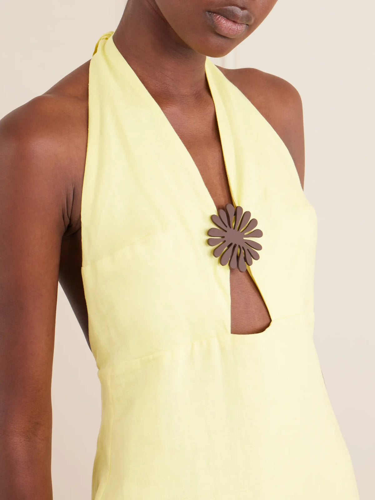 Cala de la Cruz Orly Embellished Cutout Linen Maxi Dress