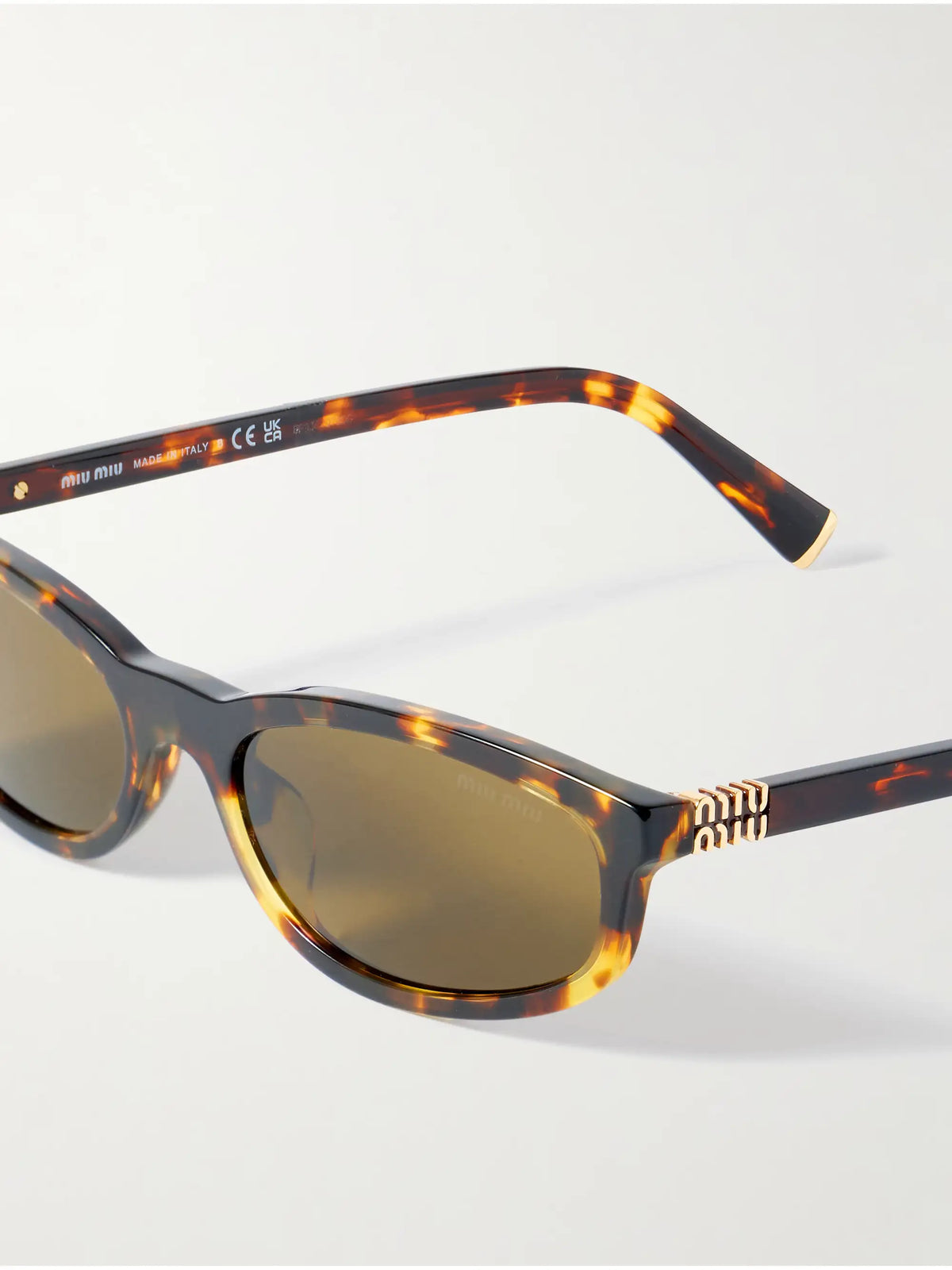 Oval-frame Tortoiseshell Acetate Sunglasses