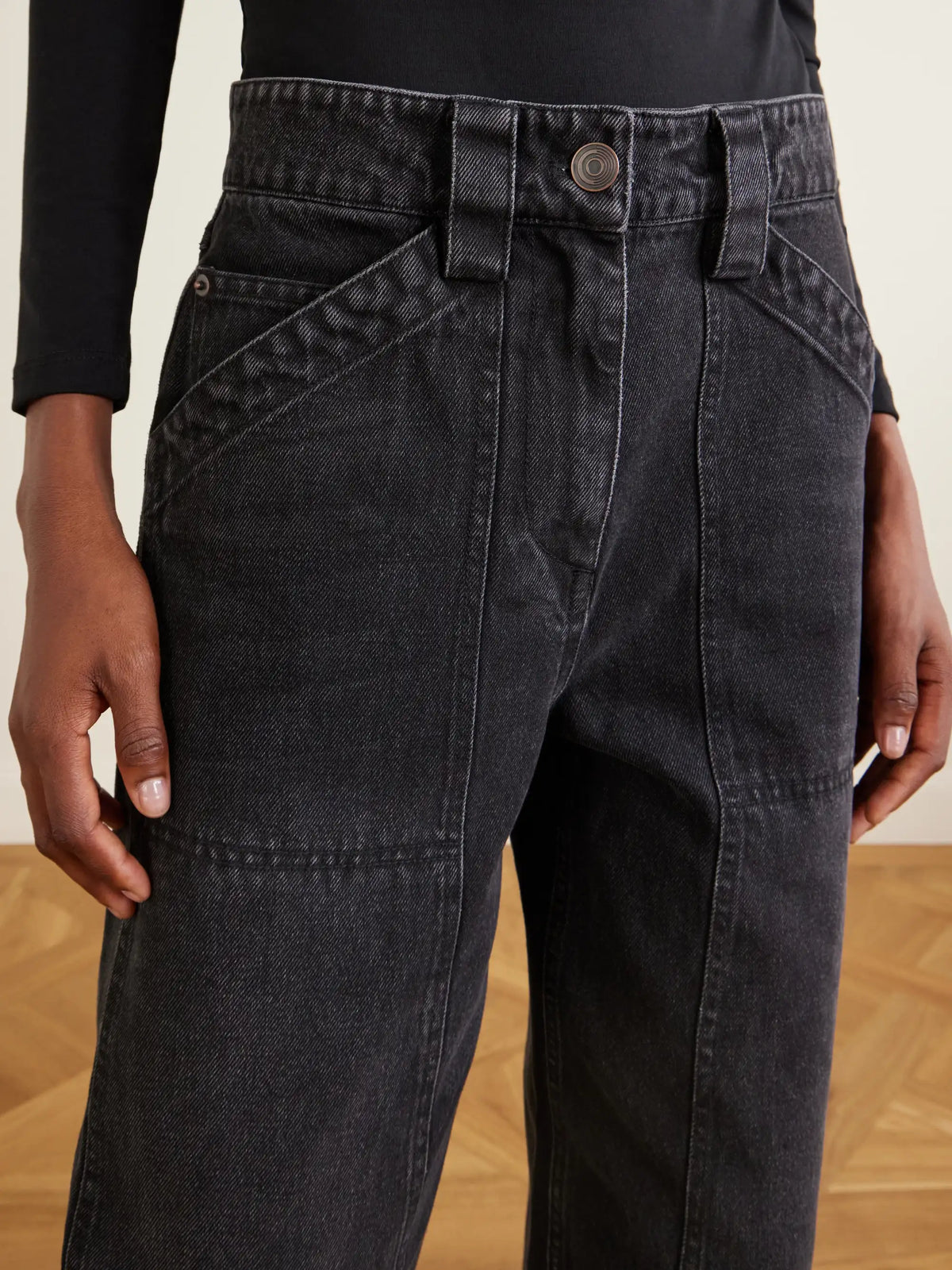 Paneled High-rise Wide-leg Balloon Jeans