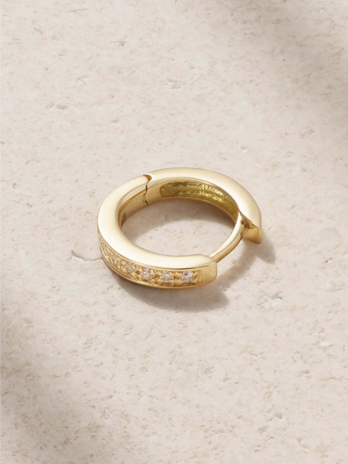Small 18-karat Gold Diamond Single Hoop Earring