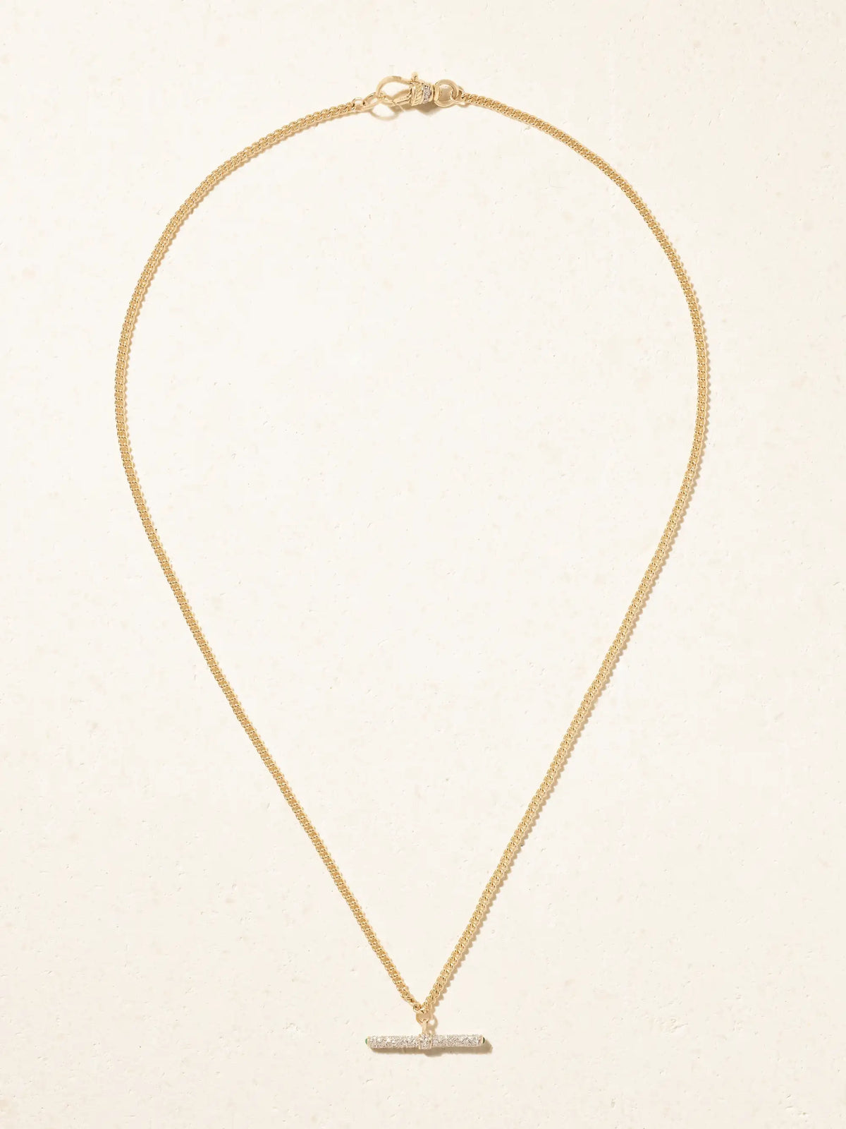 Baby T-bar 14-karat Gold Diamond Necklace