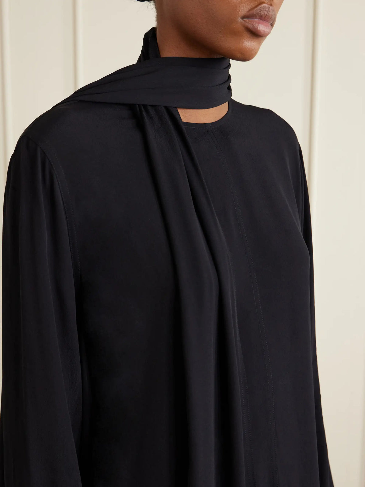 Scarf-detailed Woven Blouse