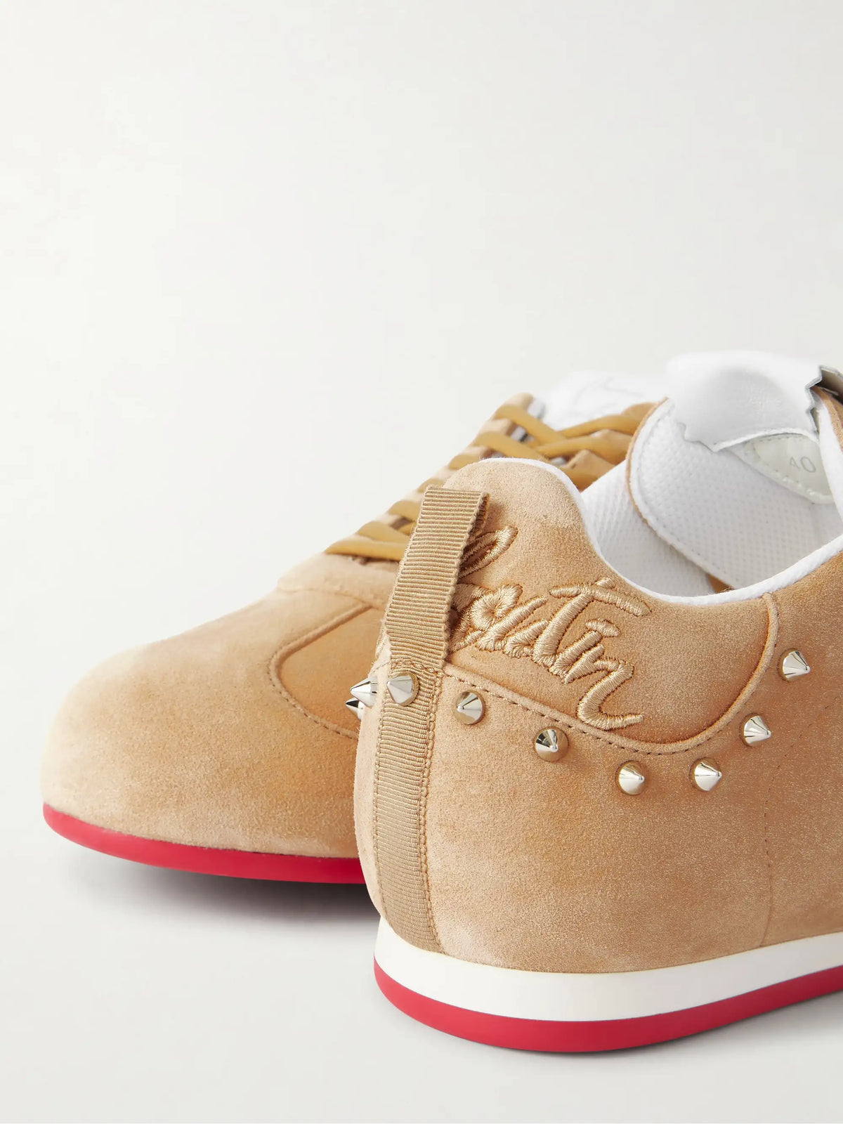 Eleonora Studded Leather-trimmed Suede Sneakers