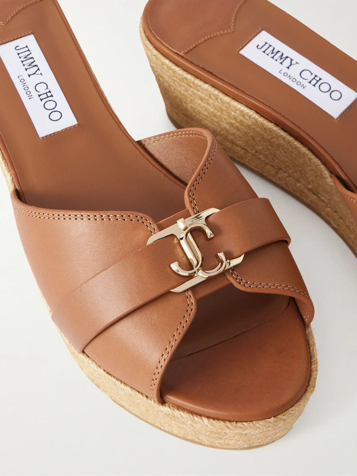 Leda Logo-embellished Leather Platform Espadrilles