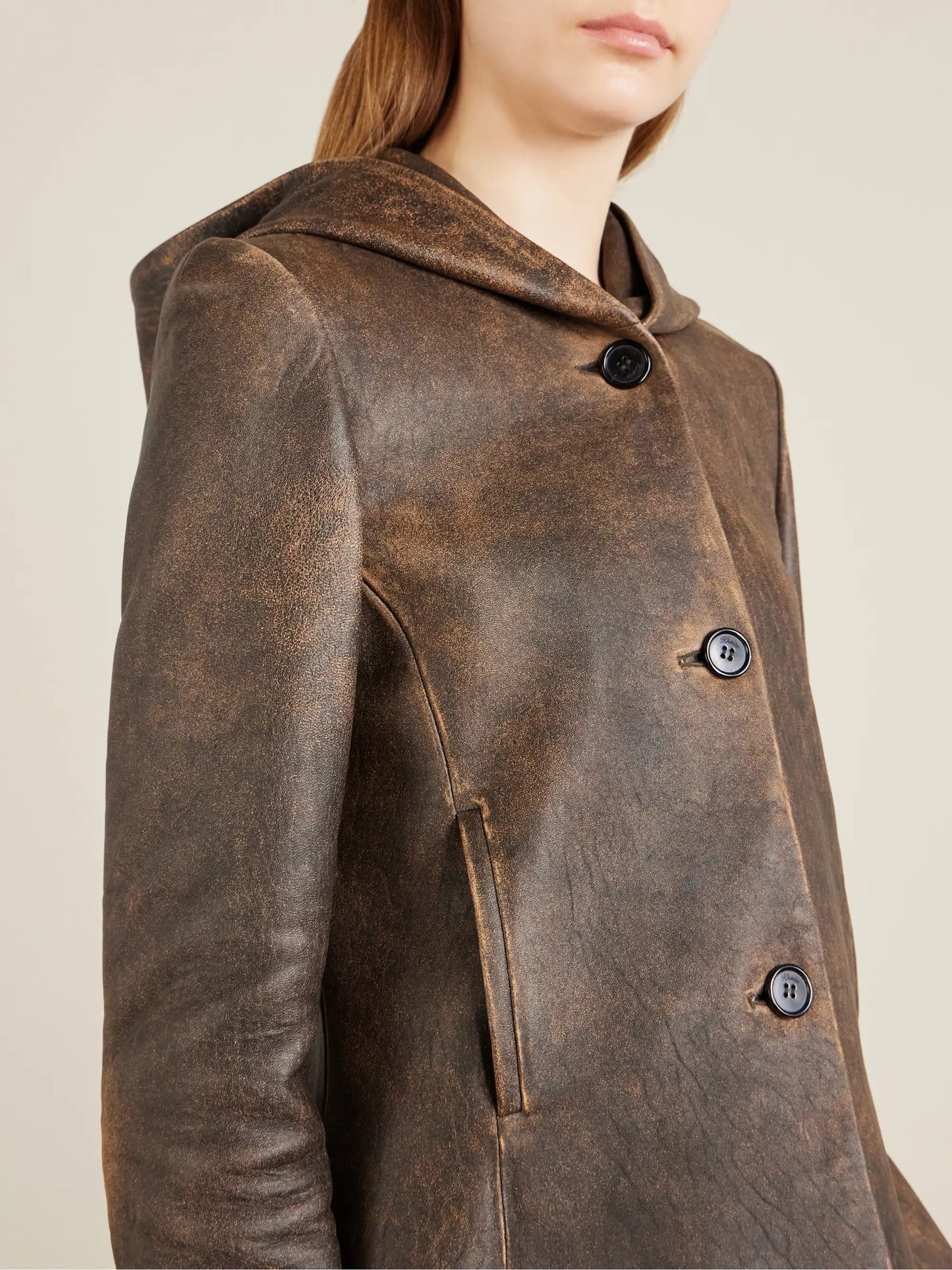 June Hooded Leather Jacket