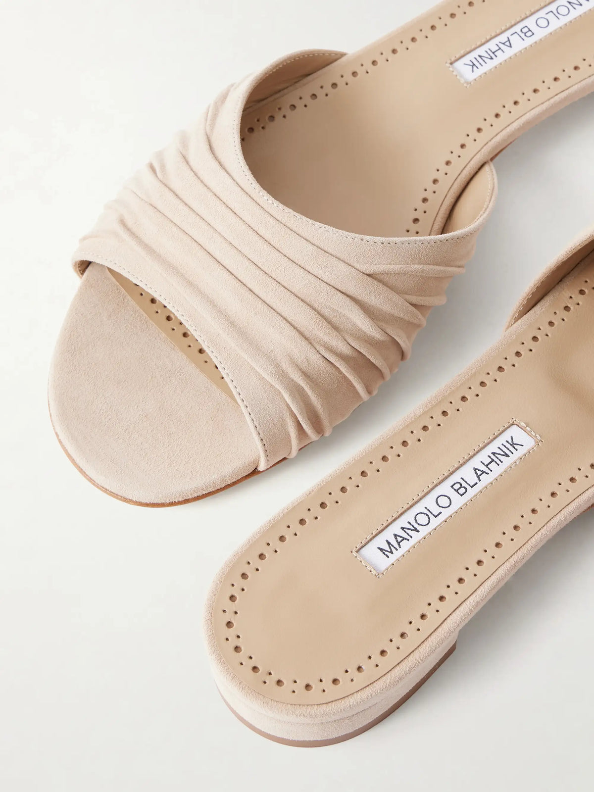 Pirua 10 Pleated Suede Sandals