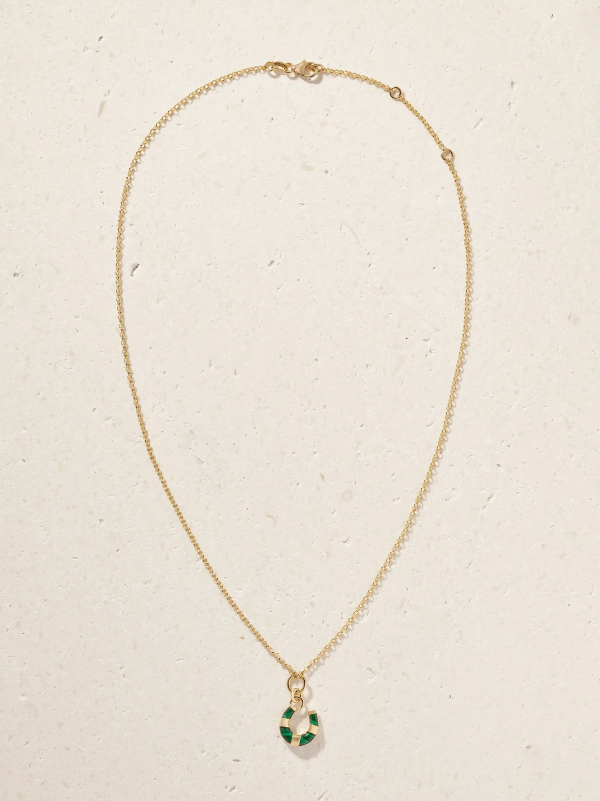 Horseshoe 18-karat Gold Malachite Necklace