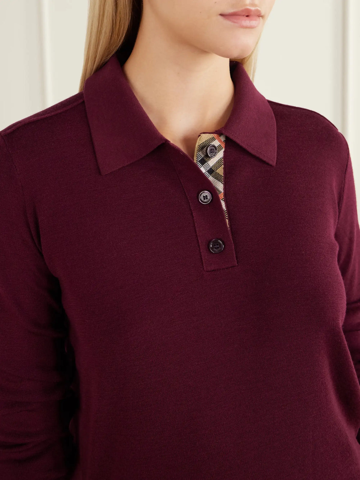 Burberry Mandy Ribbed-detail Wool Polo Sweater