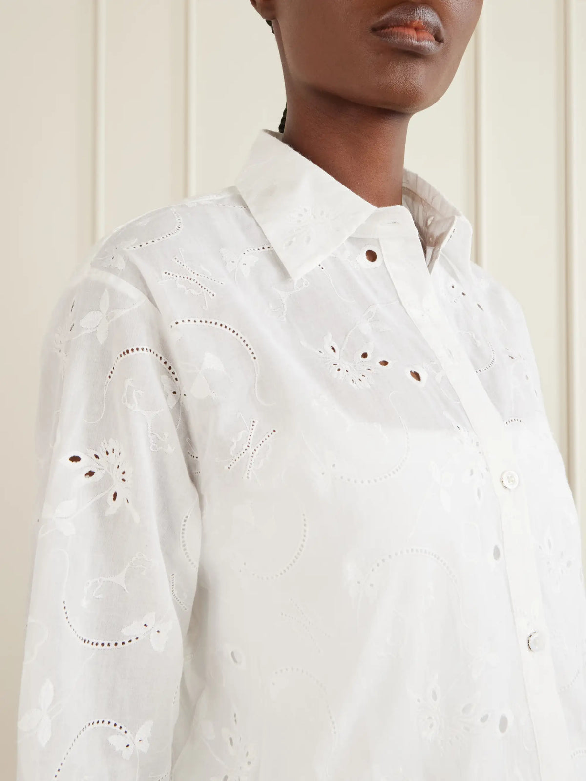 Kiki de Montparnasse Simone Cropped Broderie Anglaise Cotton Shirt