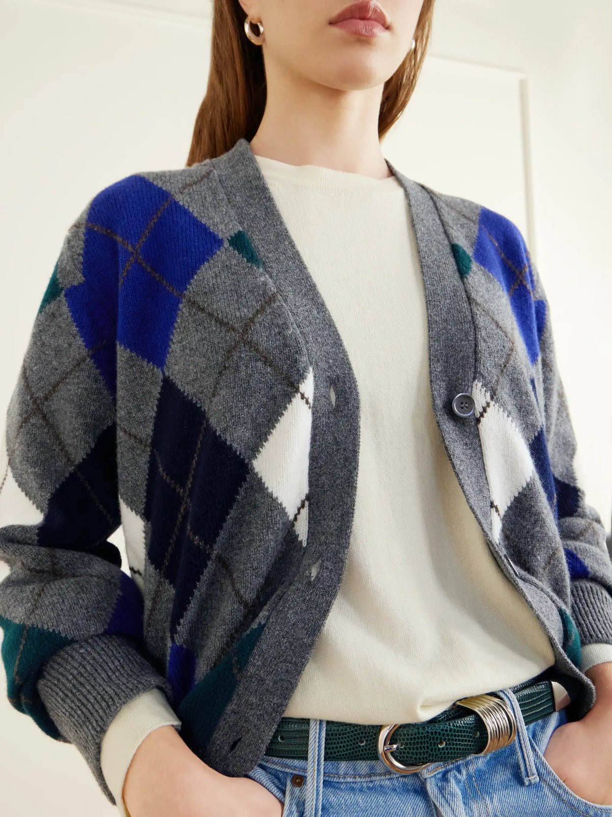&Daughter Ava Argyle Wool Cardigan