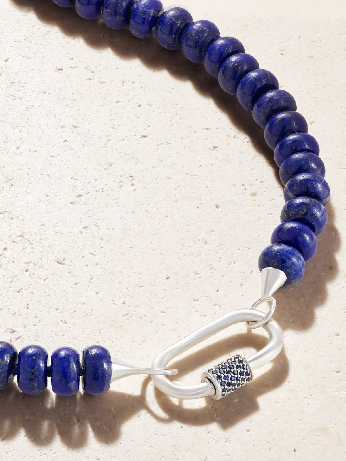 Marla Aaron Rondelle Strand + Stoned Medium Lock 14-karat White Gold, Sapphire And Turquoise Necklace
