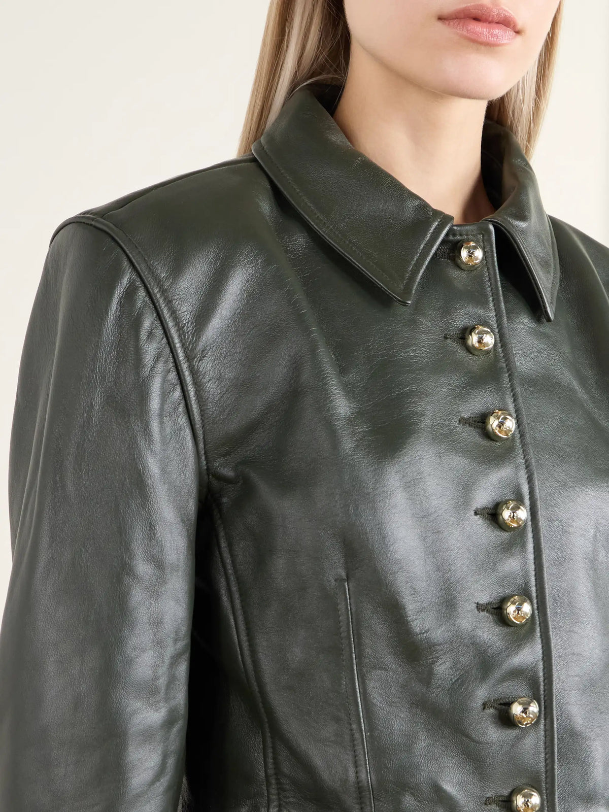 RÙADH Arabella Cropped Darted Leather Jacket
