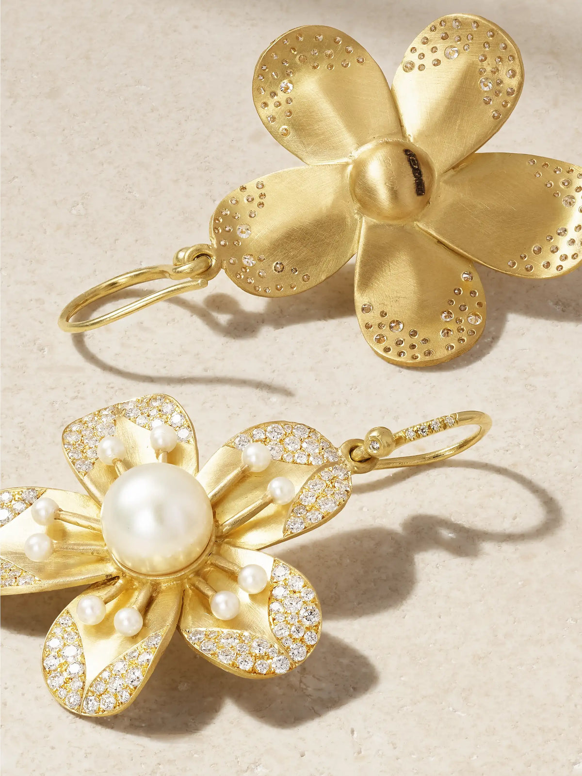 Blossom 18-karat Gold, Pearl And Diamond Earrings