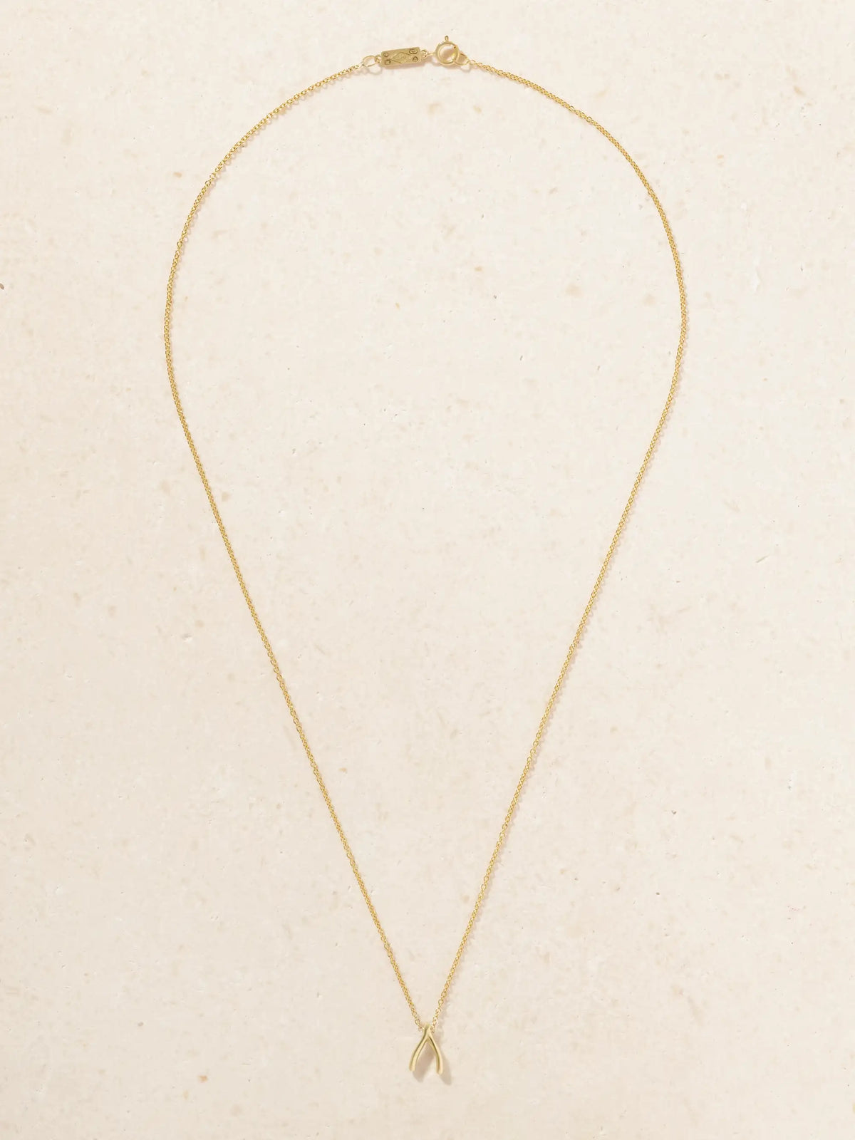 Mini Wishbone 18-karat Gold Necklace