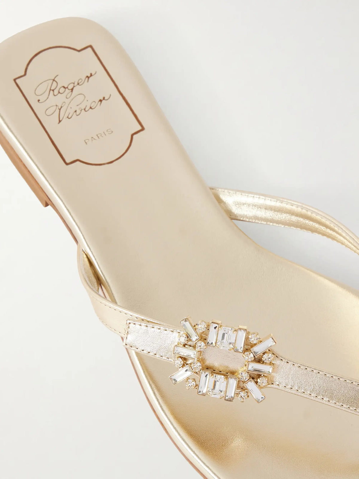 Strass B Crystal-embellished Metallic Leather Sandals