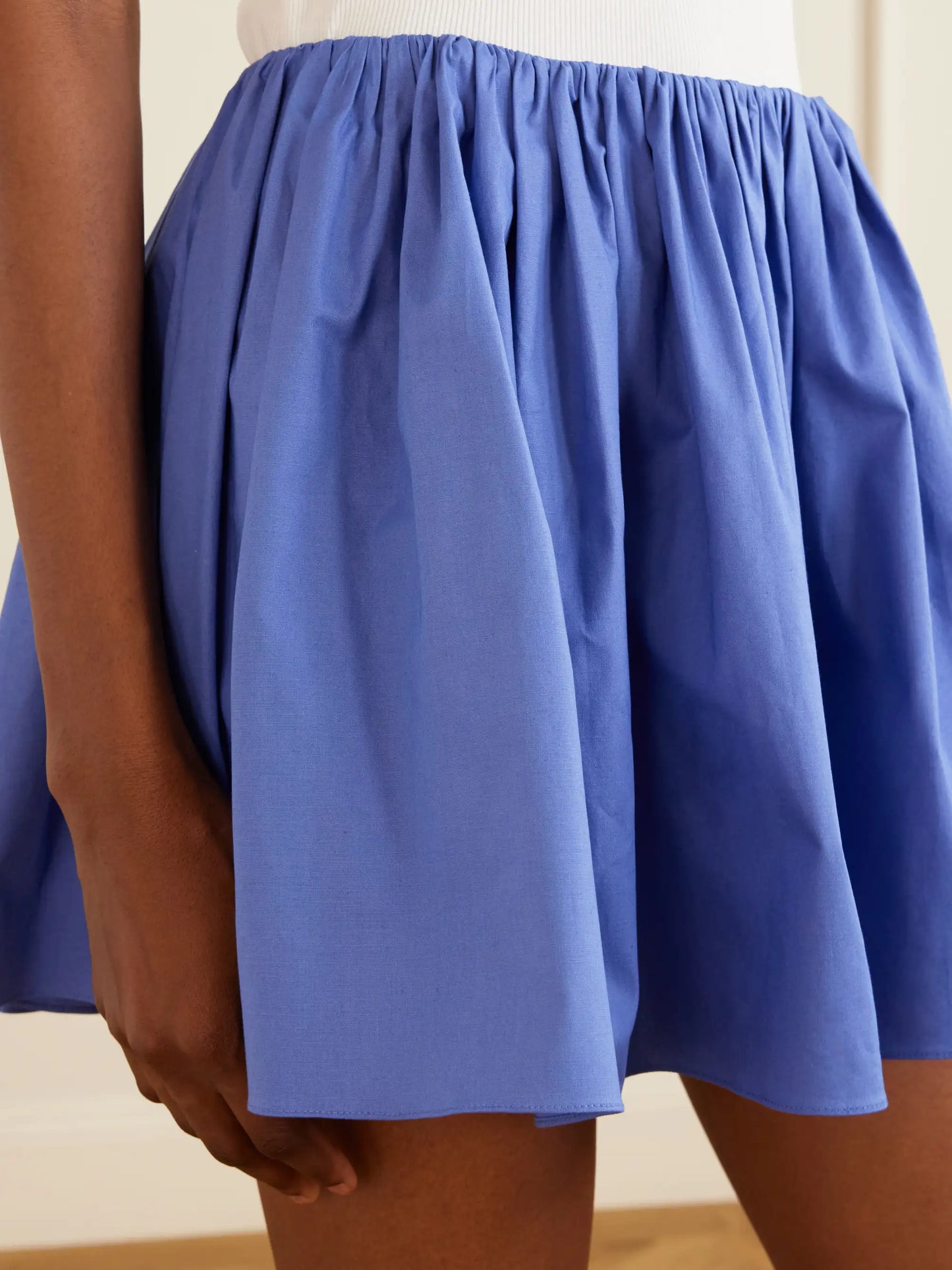 The Hadley Gathered Cotton-blend Poplin Mini Skirt
