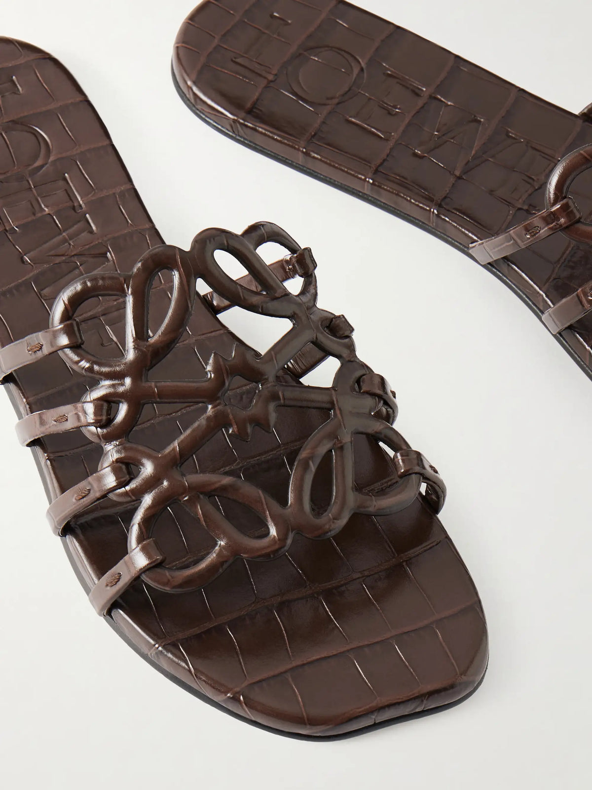 Petal Anagram Croc-effect Leather Slides