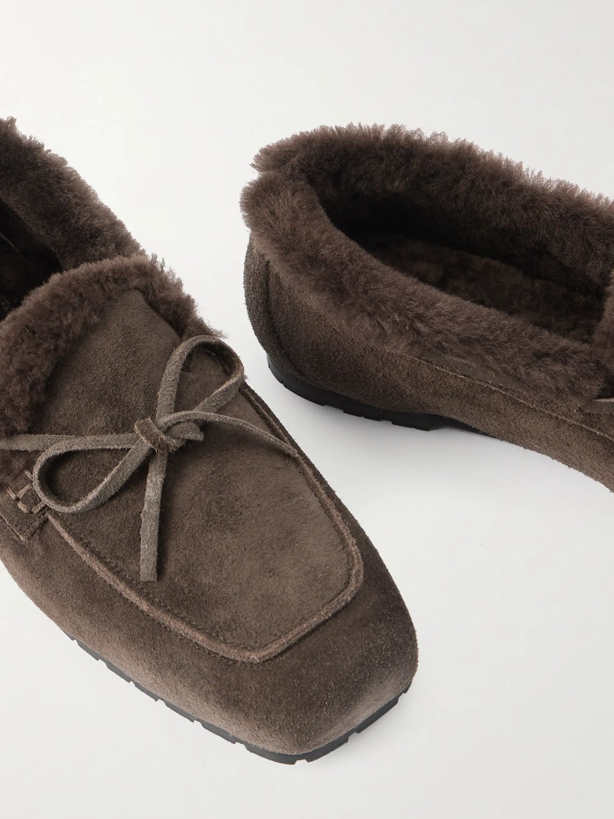 Jasper Bow-detailed Shearling-lined Suede Loafers