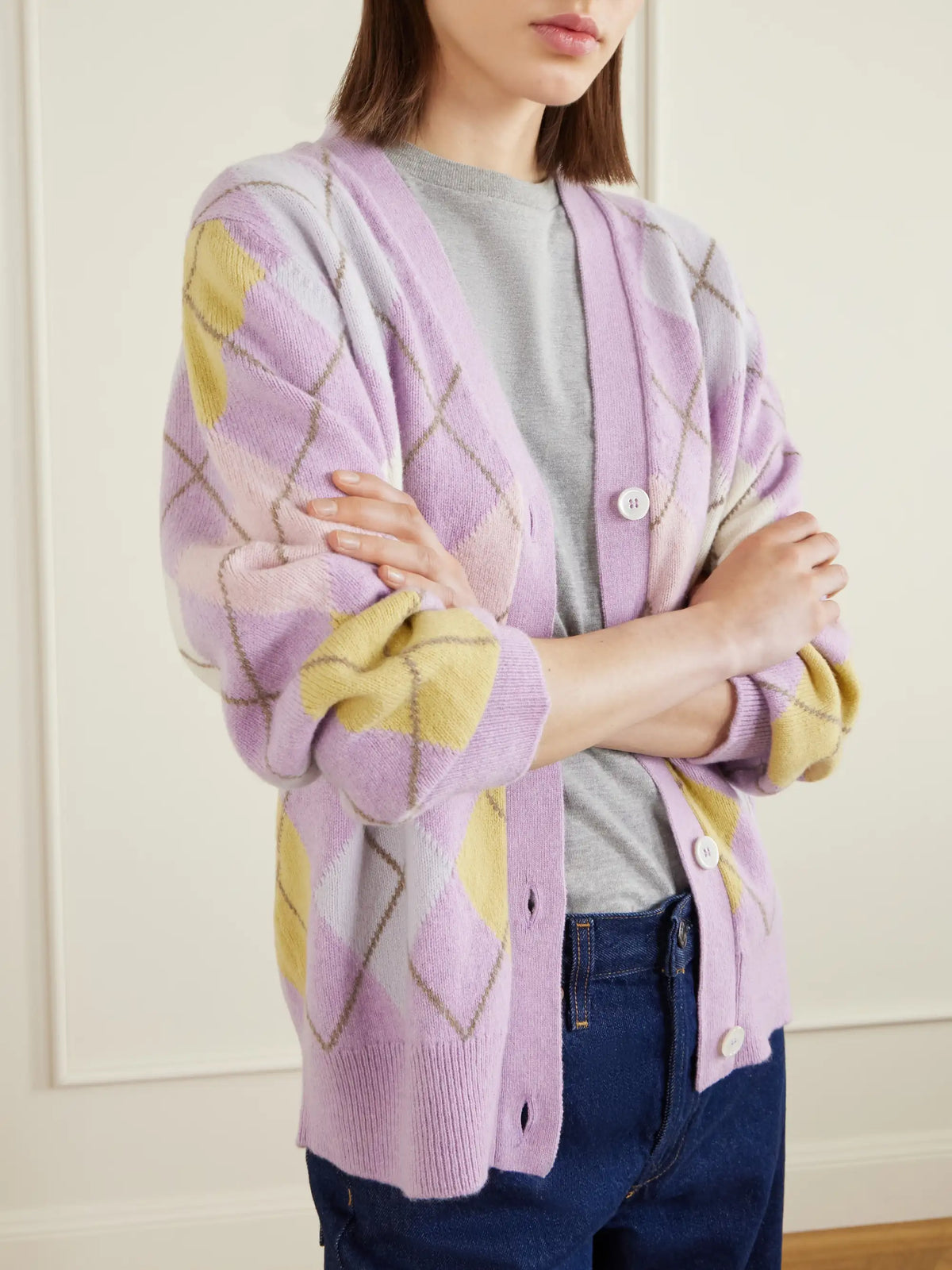 &Daughter Argyle Wool Cardigan