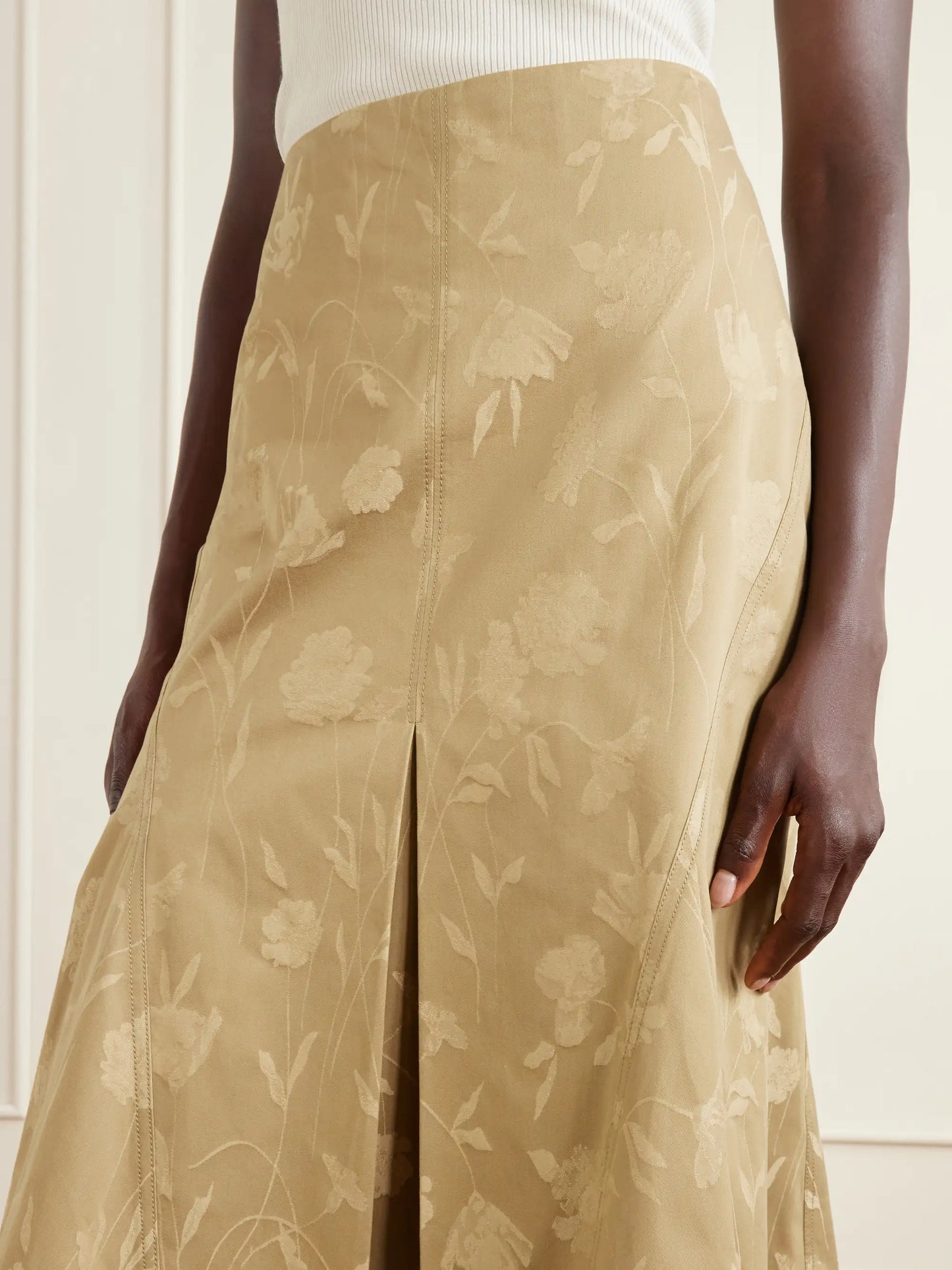 Floral-jacquard Cotton Midi Skirt