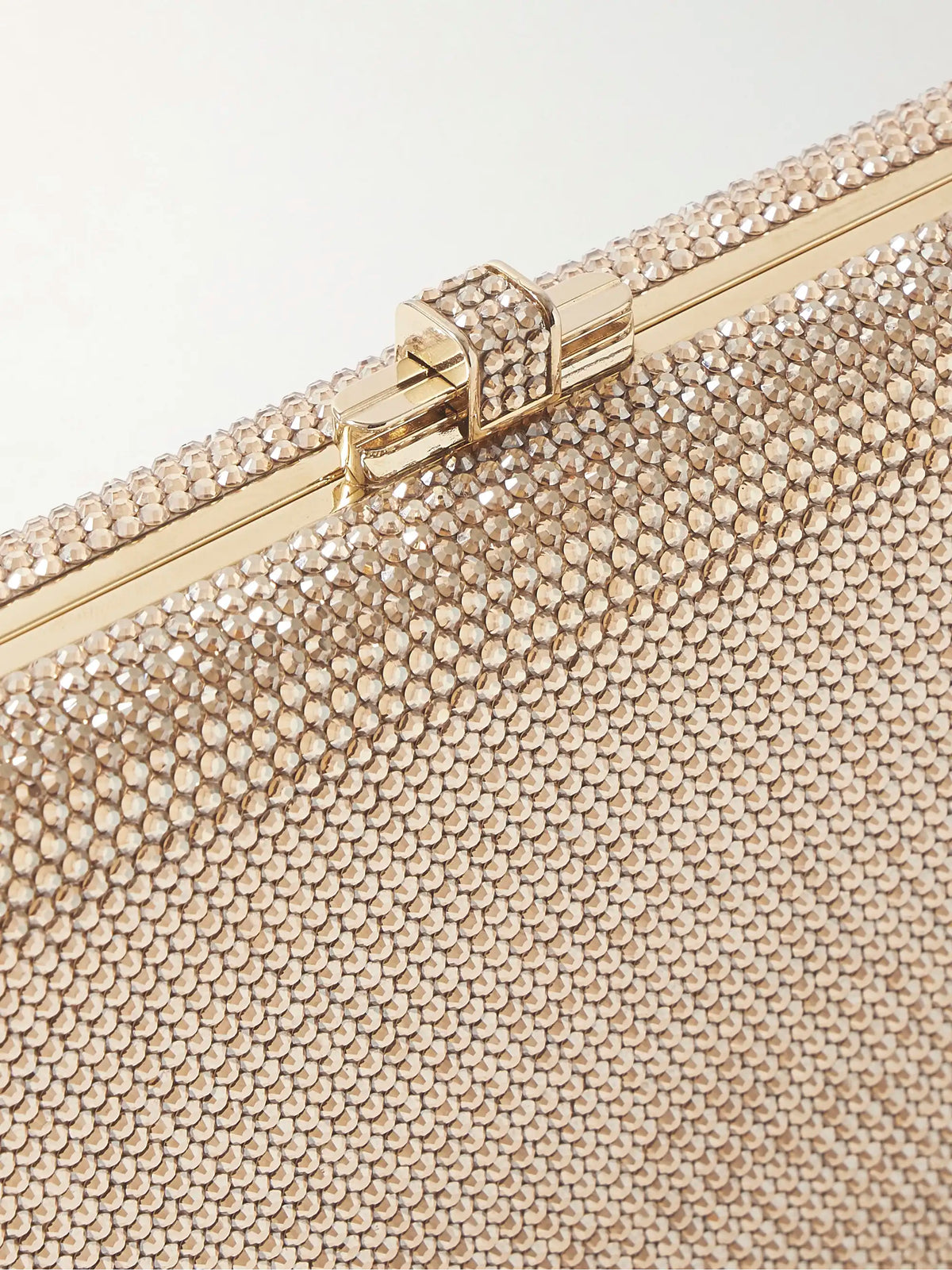 Slim Slide Crystal-embellished Gold-tone Clutch
