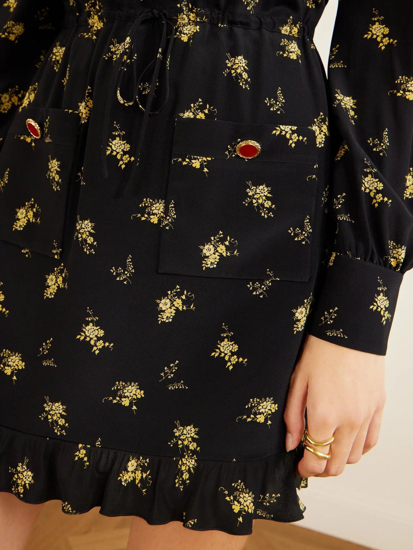 Ruffled Floral-print Crepe Mini Dress