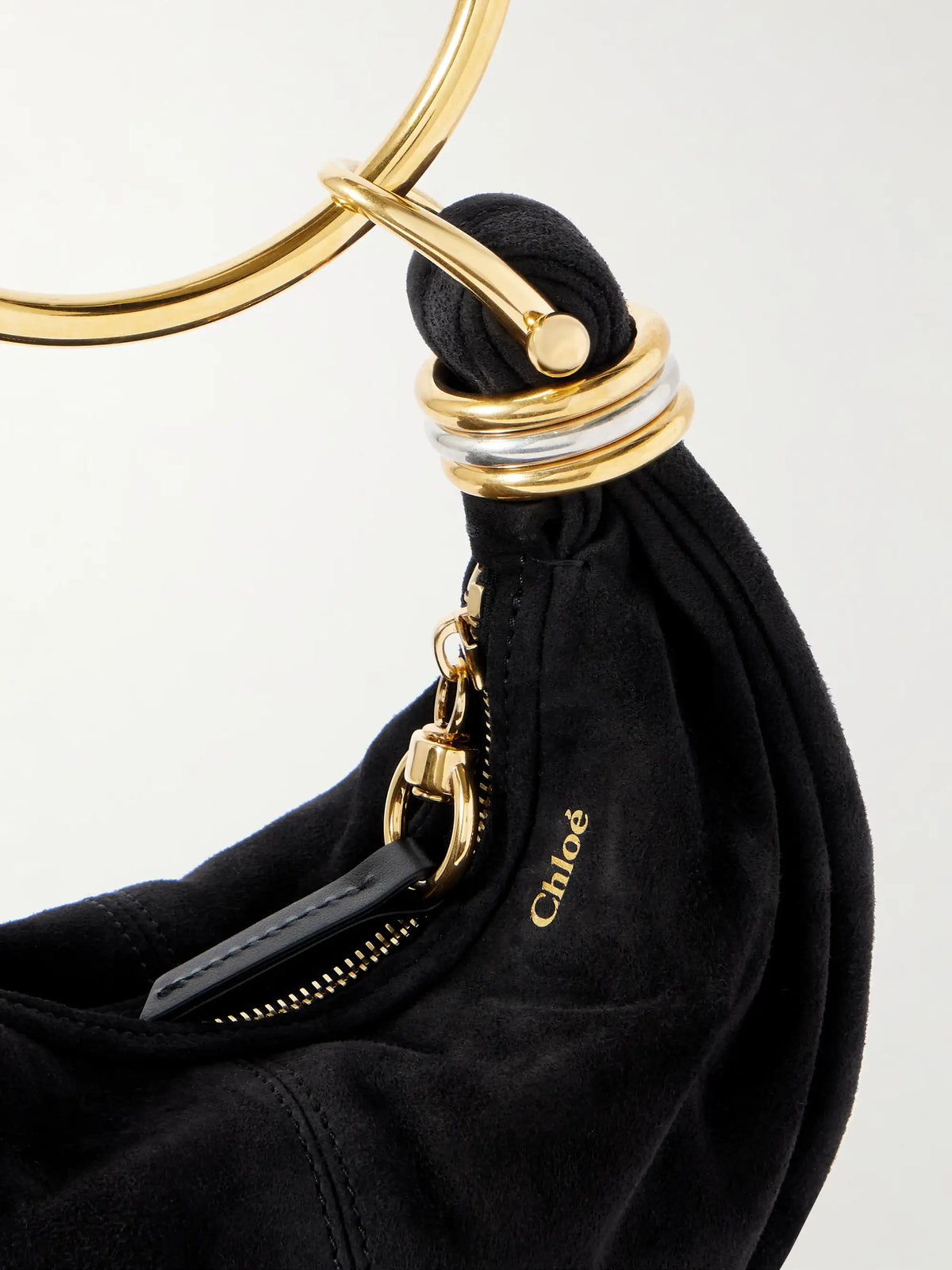 Bracelet Small Embellished Leather-trimmed Suede Shoulder Bag