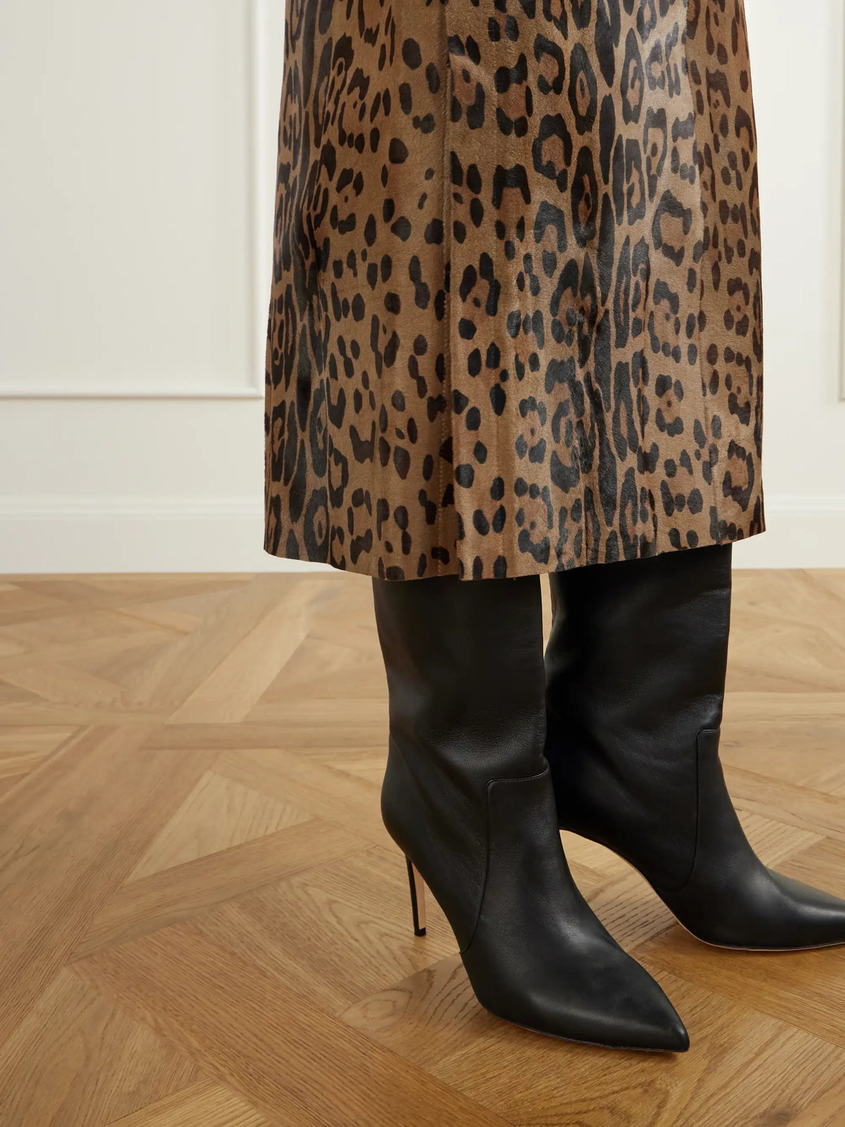 STOULS Winona Leopard-print Calf Hair Midi Skirt