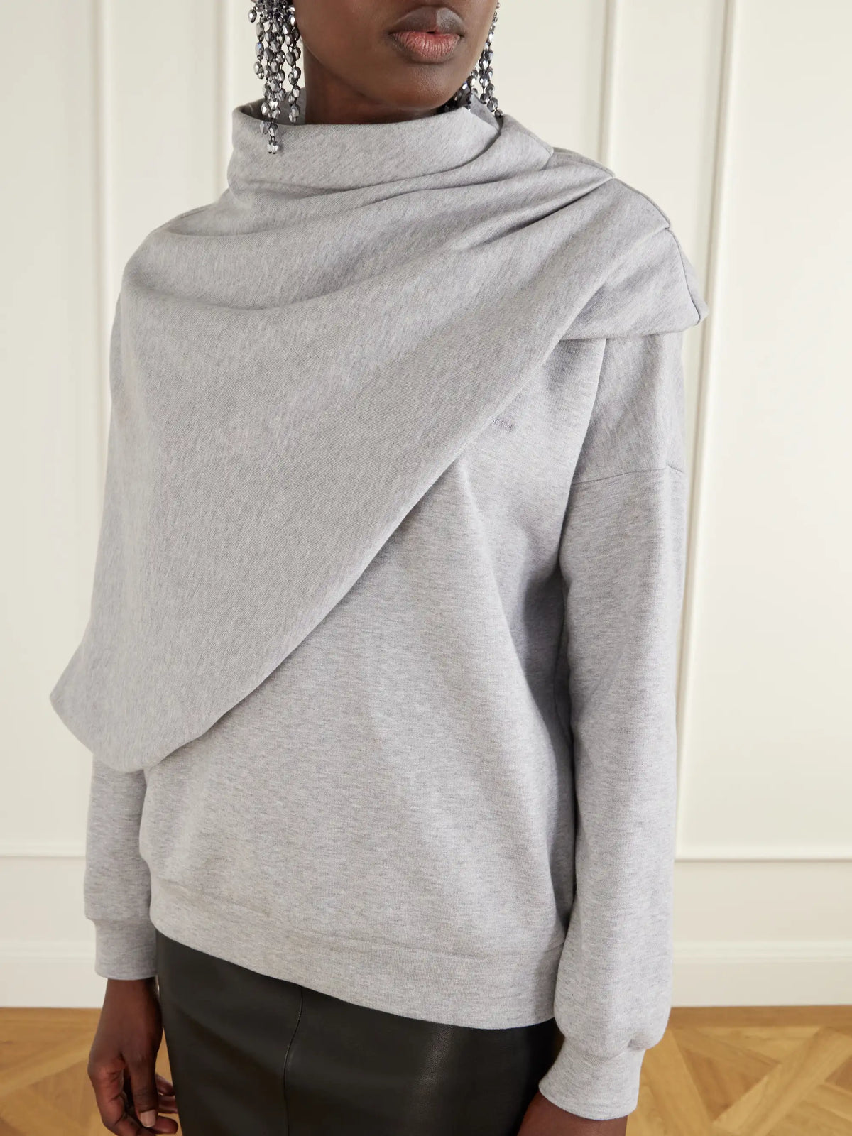 Magda Butrym Cape-effect Draped Cotton-blend Jersey Sweatshirt
