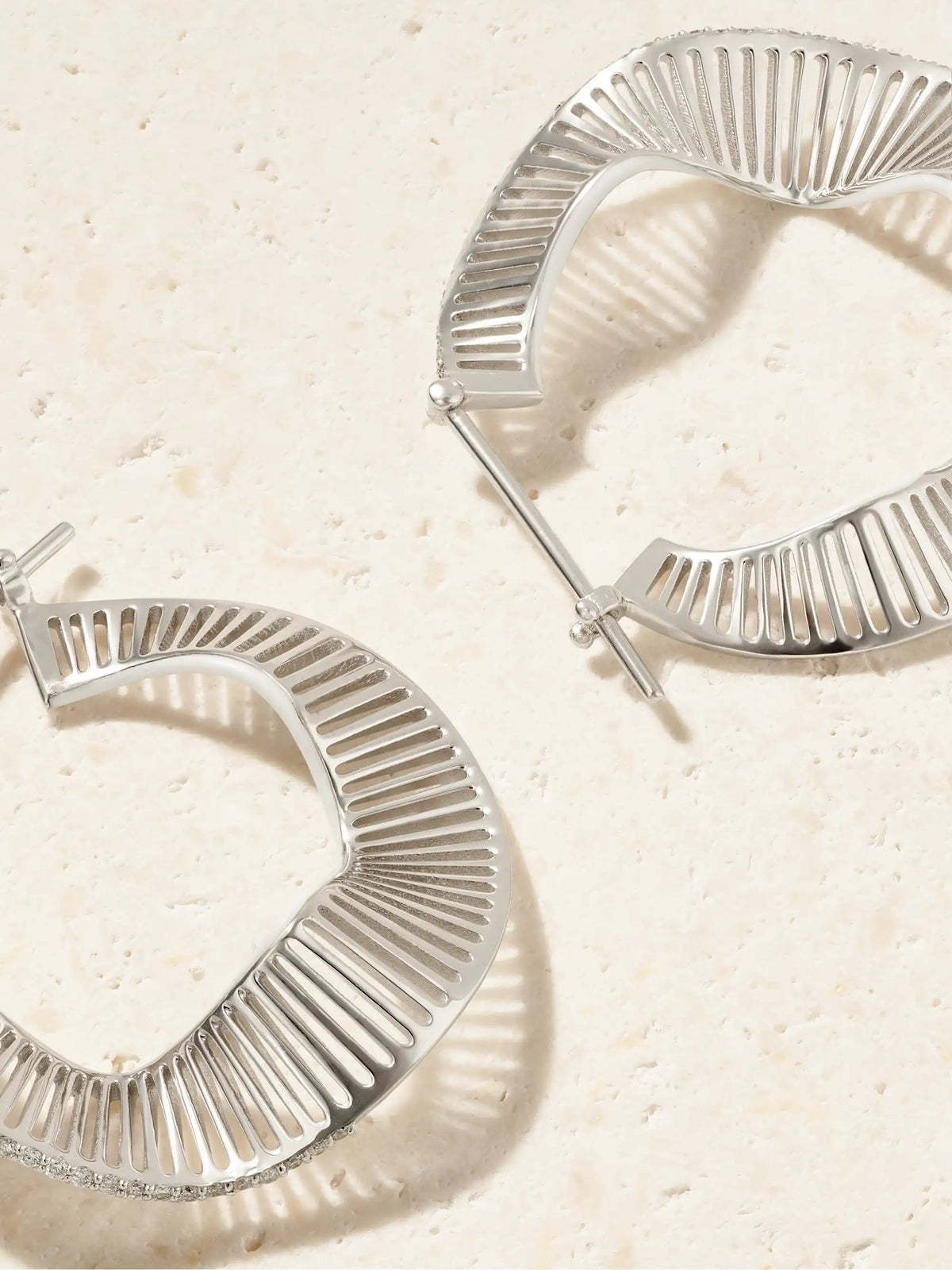 Waves 18-karat White Gold Diamond Hoop Earrings