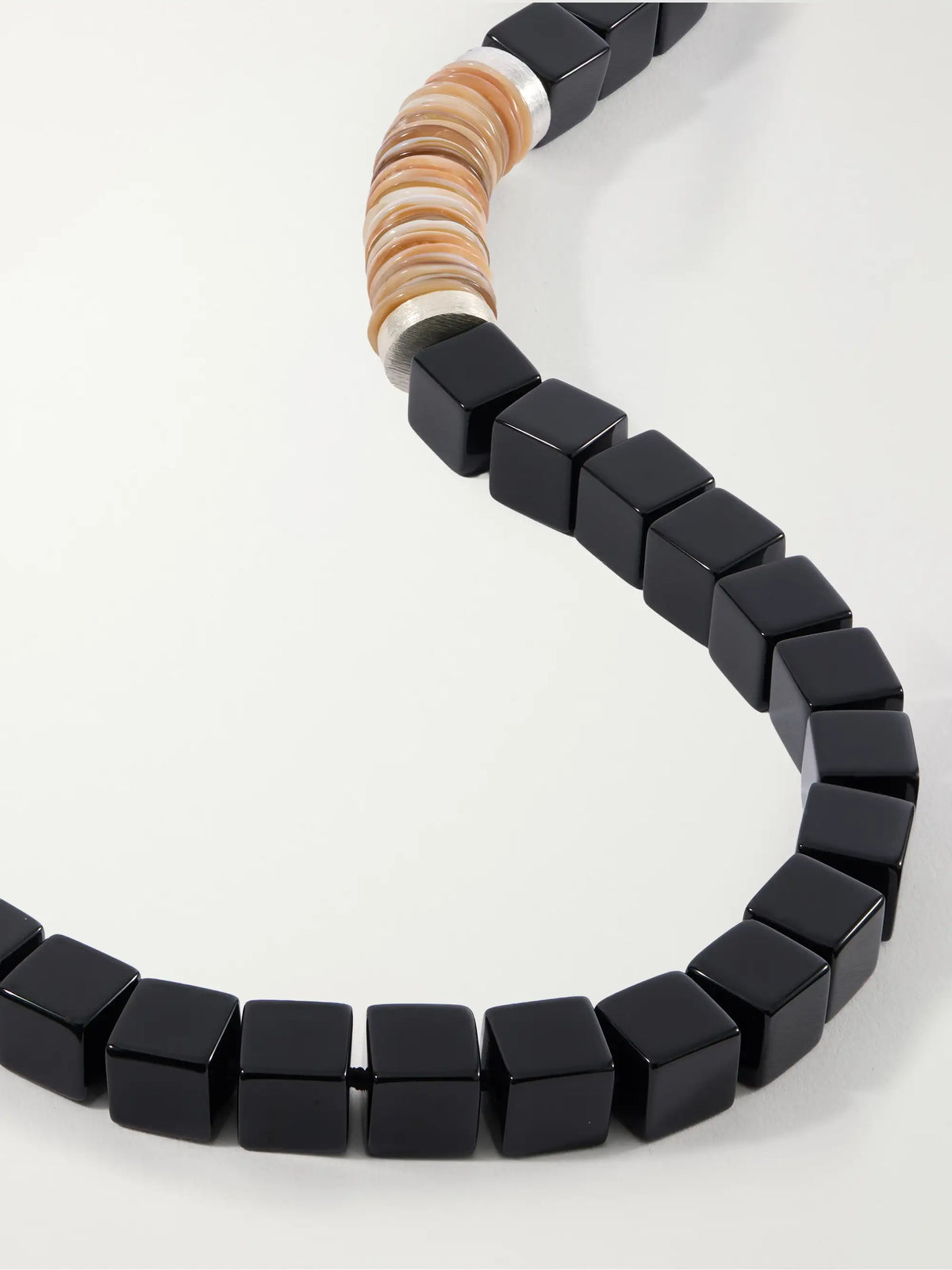 Dune Sterling Silver, Onyx And Mother-of-pearl Beaded Necklace