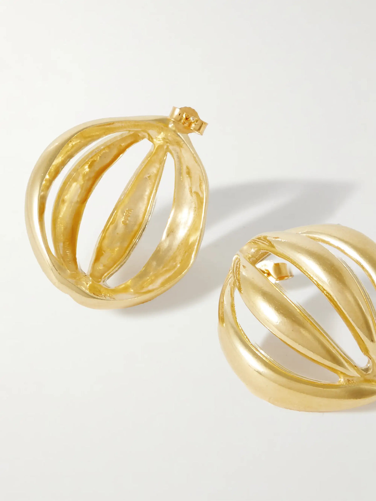 Flower Bud Large Gold-plated Earrings