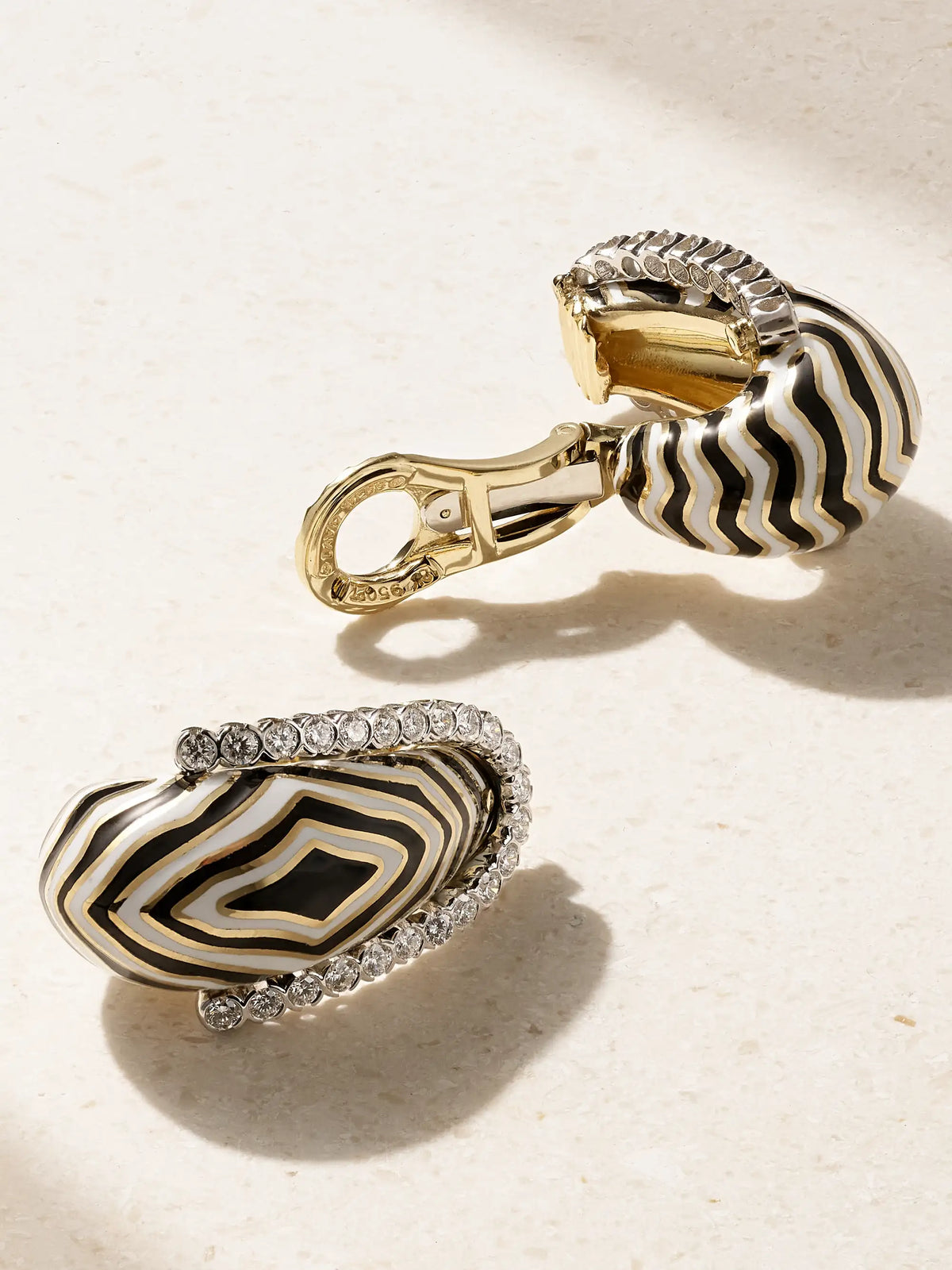 Vreeland Zebra 18-karat Gold, Platinum, Diamond And Enamel Clip Earrings