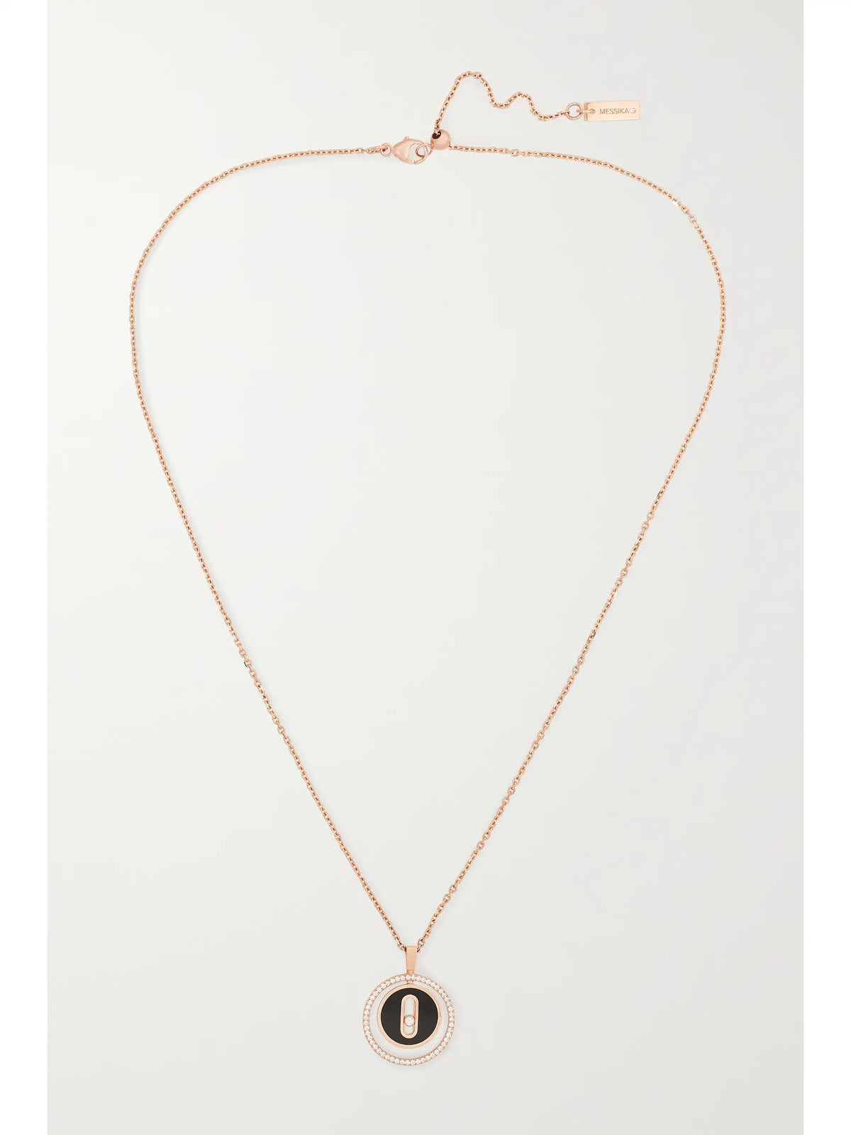 Lucky Move 18-karat Rose Gold, Onyx And Diamond Necklace