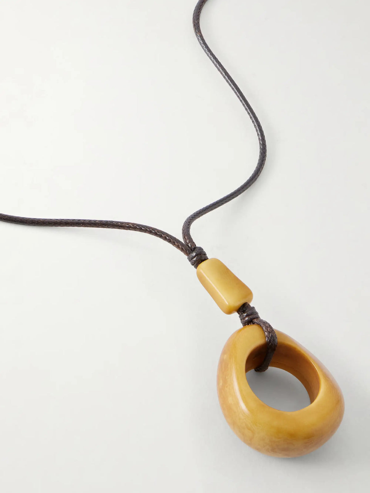 The Circle Pendant Beaded Tagua And Leather Necklace