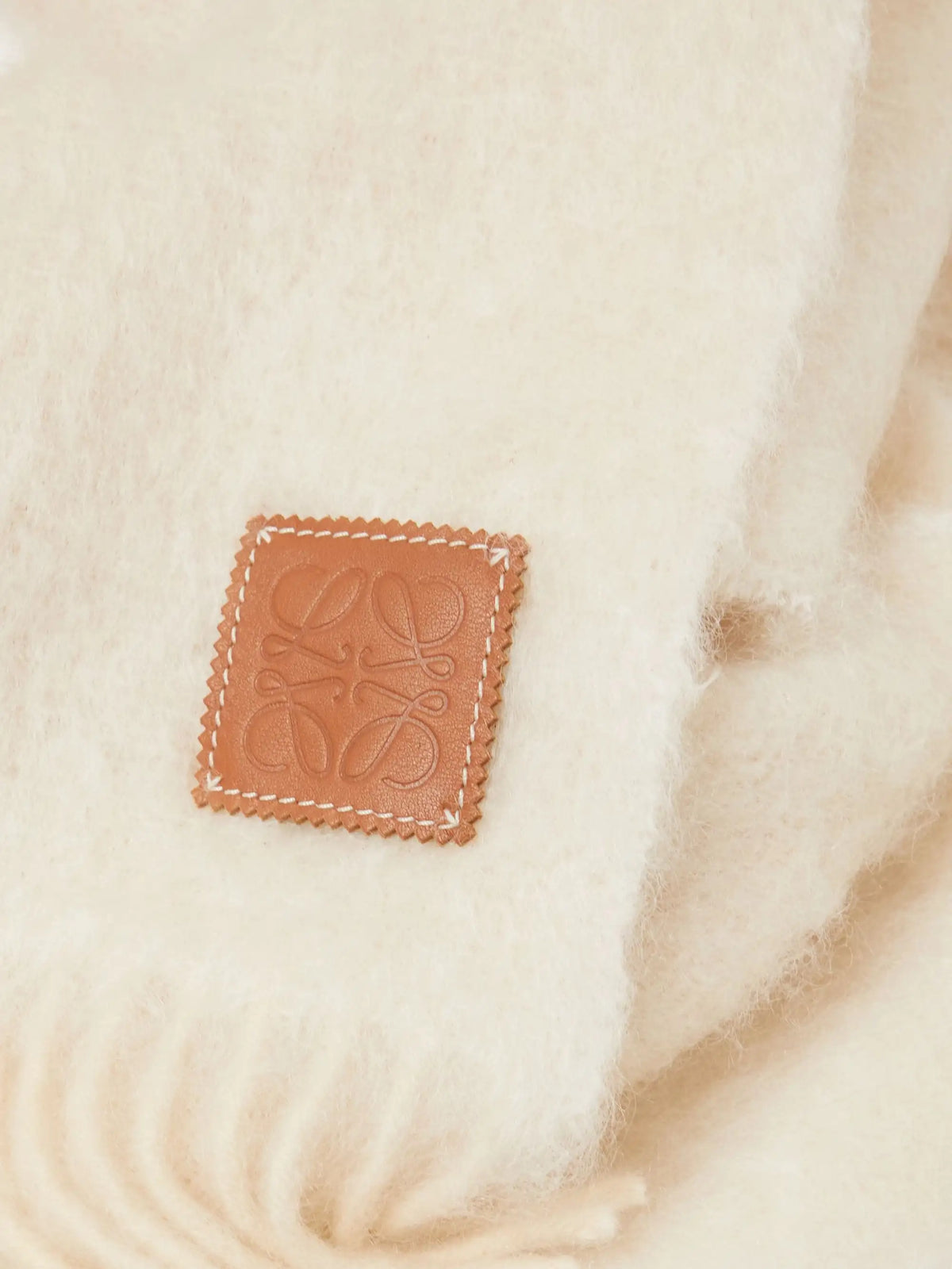 Leather-trimmed Fringed Mohair-blend Scarf