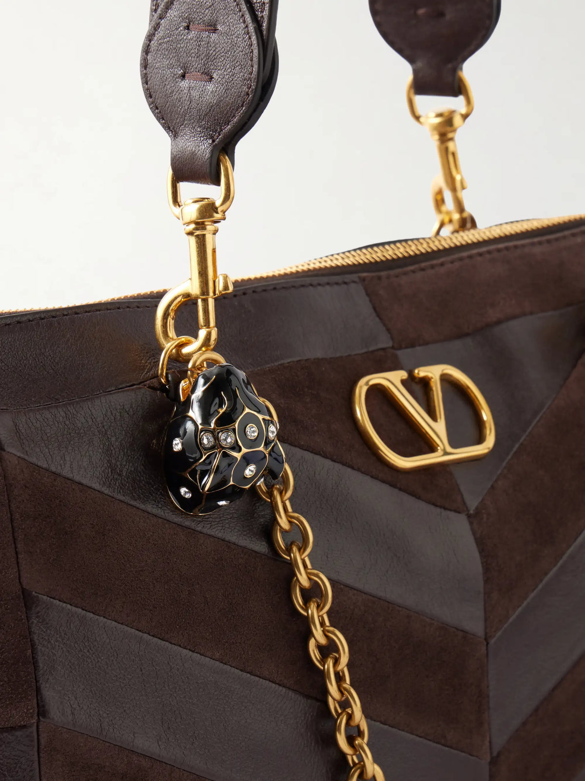 Panthea Medium Embellished Patchwork Leather And Suede Shoulder Bag