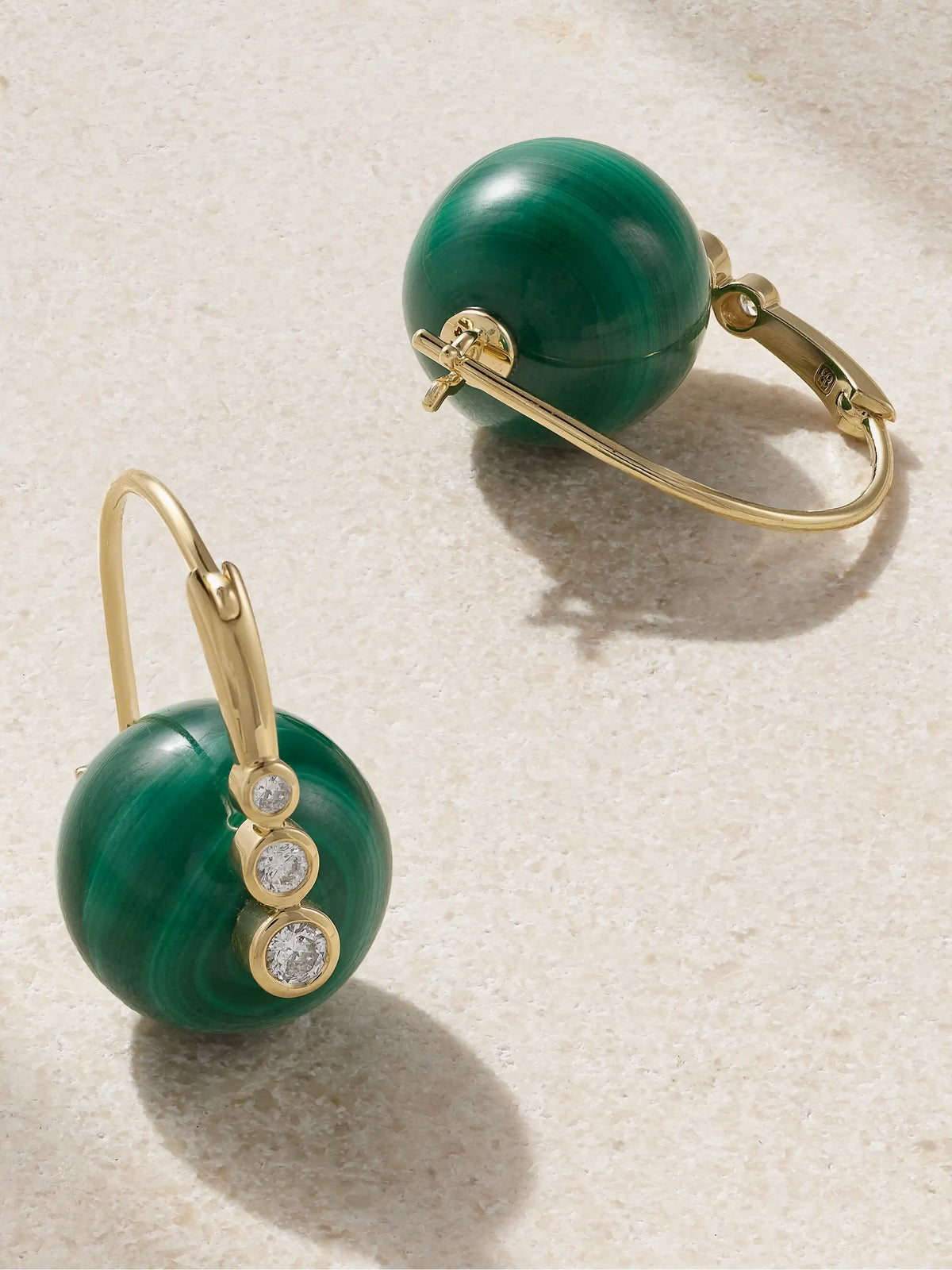 14-karat Gold, Malachite And Diamond Earrings