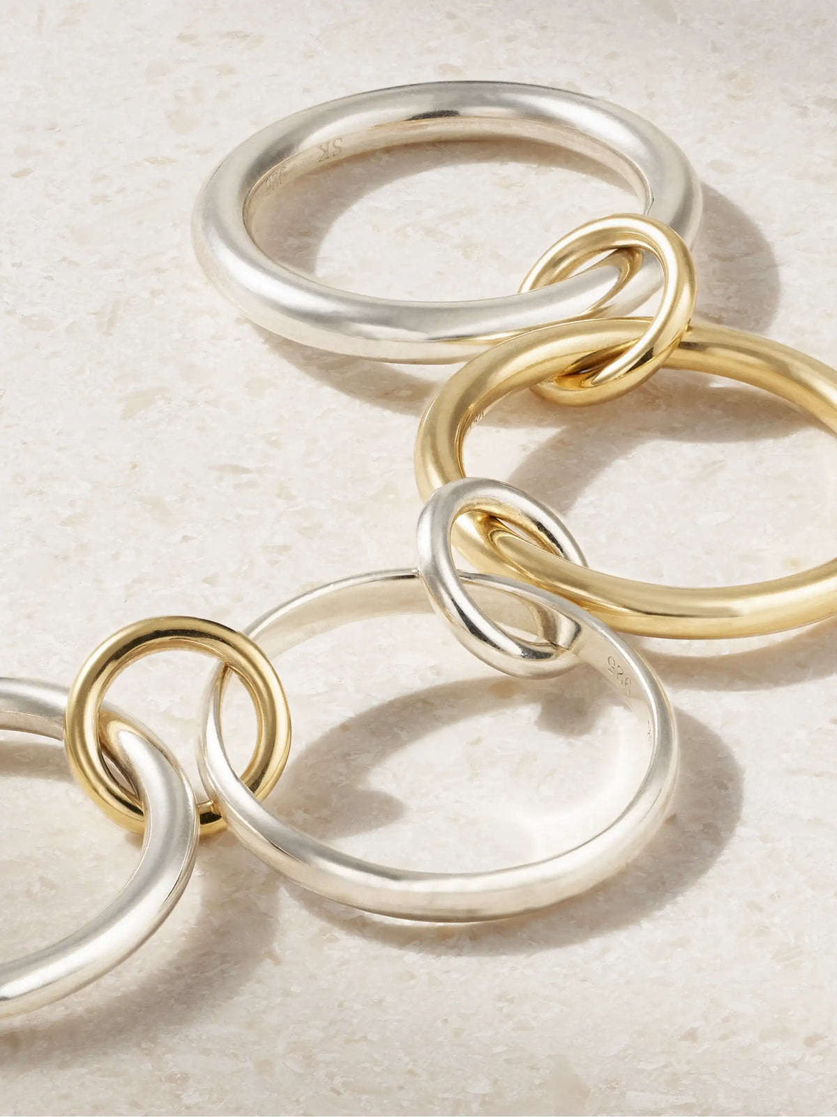 Cancer Set Of Four 18-karat Gold And Sterling Silver Ring