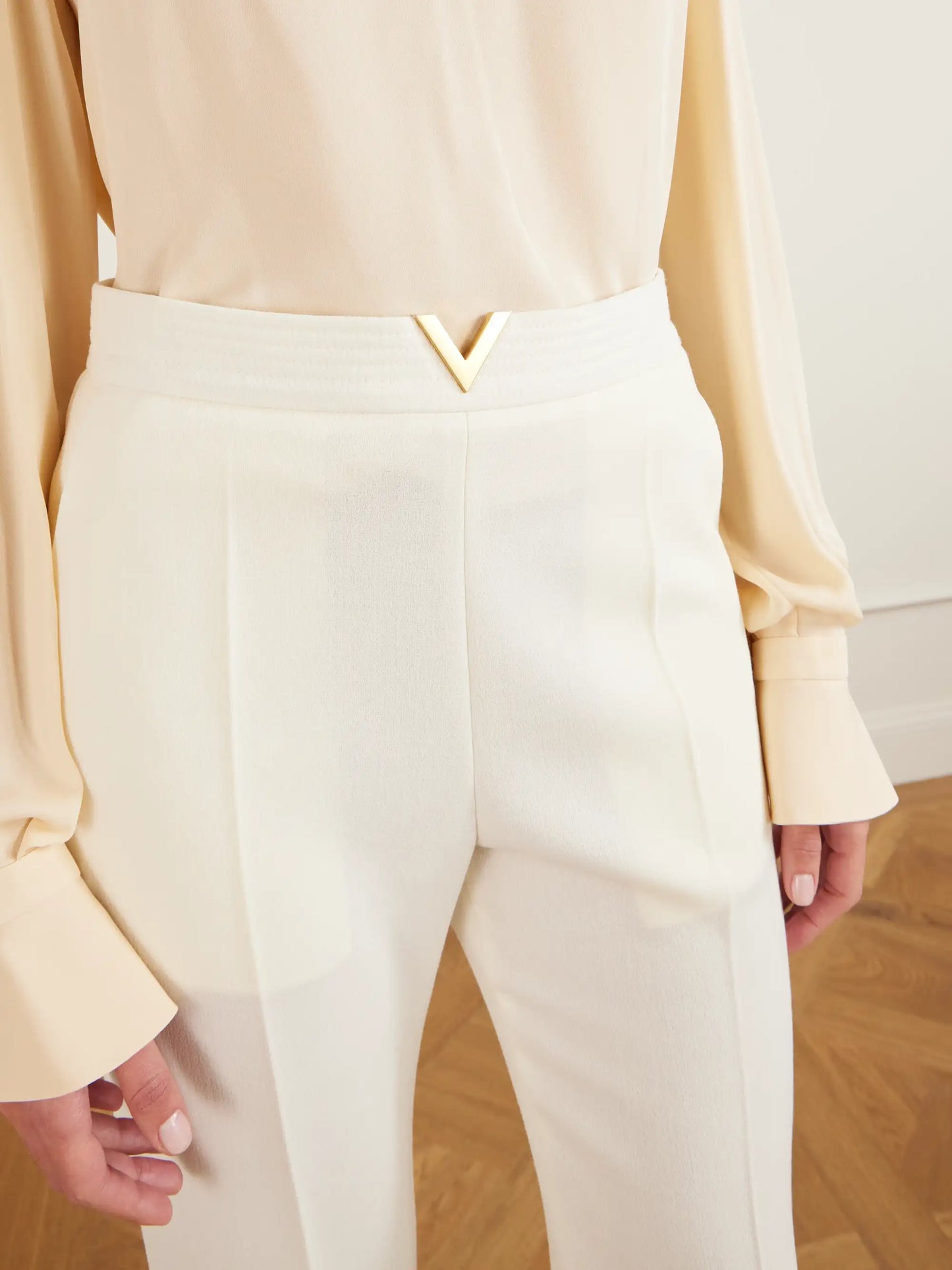 Embellished Wool Straight-leg Pants
