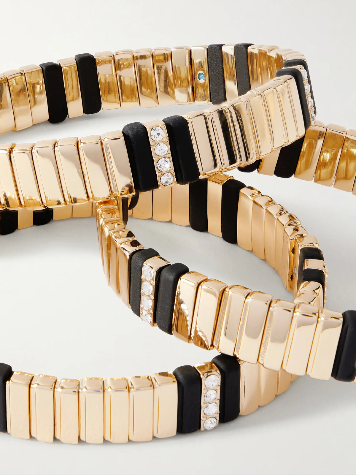 The Touch Of Midnight Set Of Three Gold-tone Cubic Zirconia Bracelets