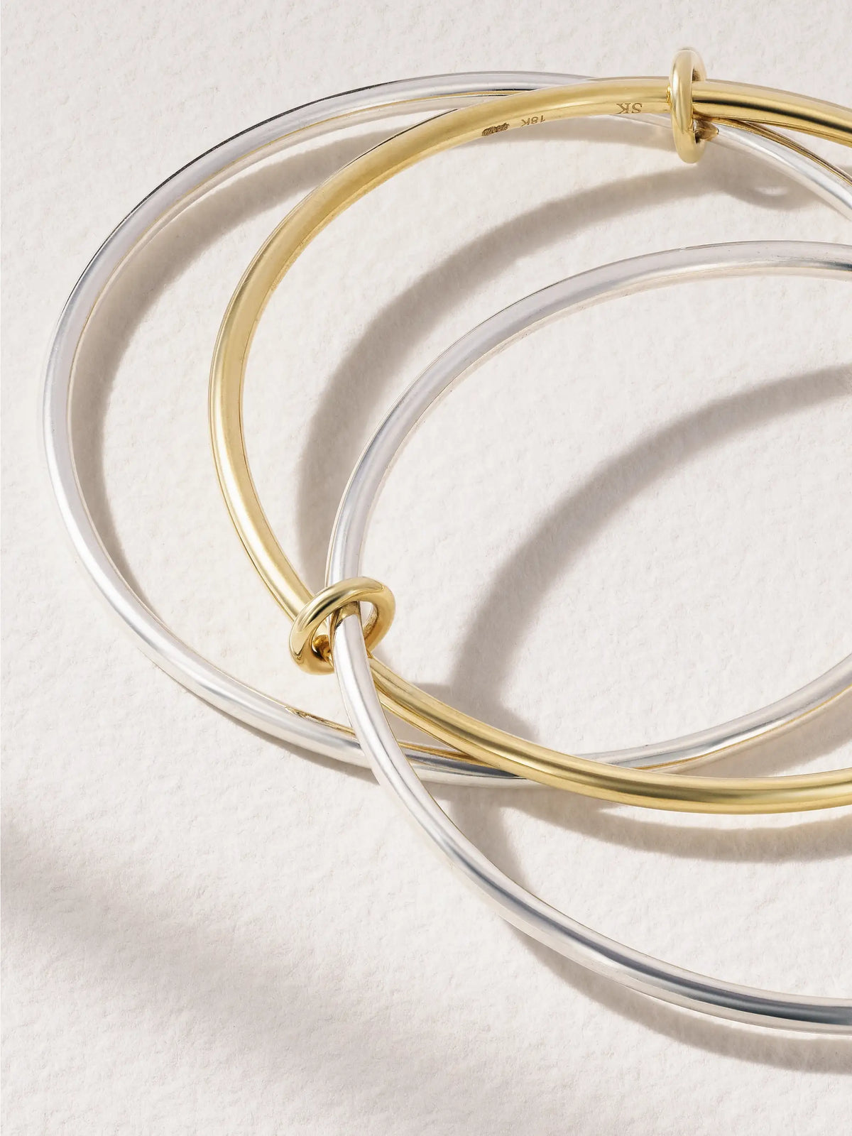 Lumin Set Of Three 18-karat Yellow And White Gold Bracelets