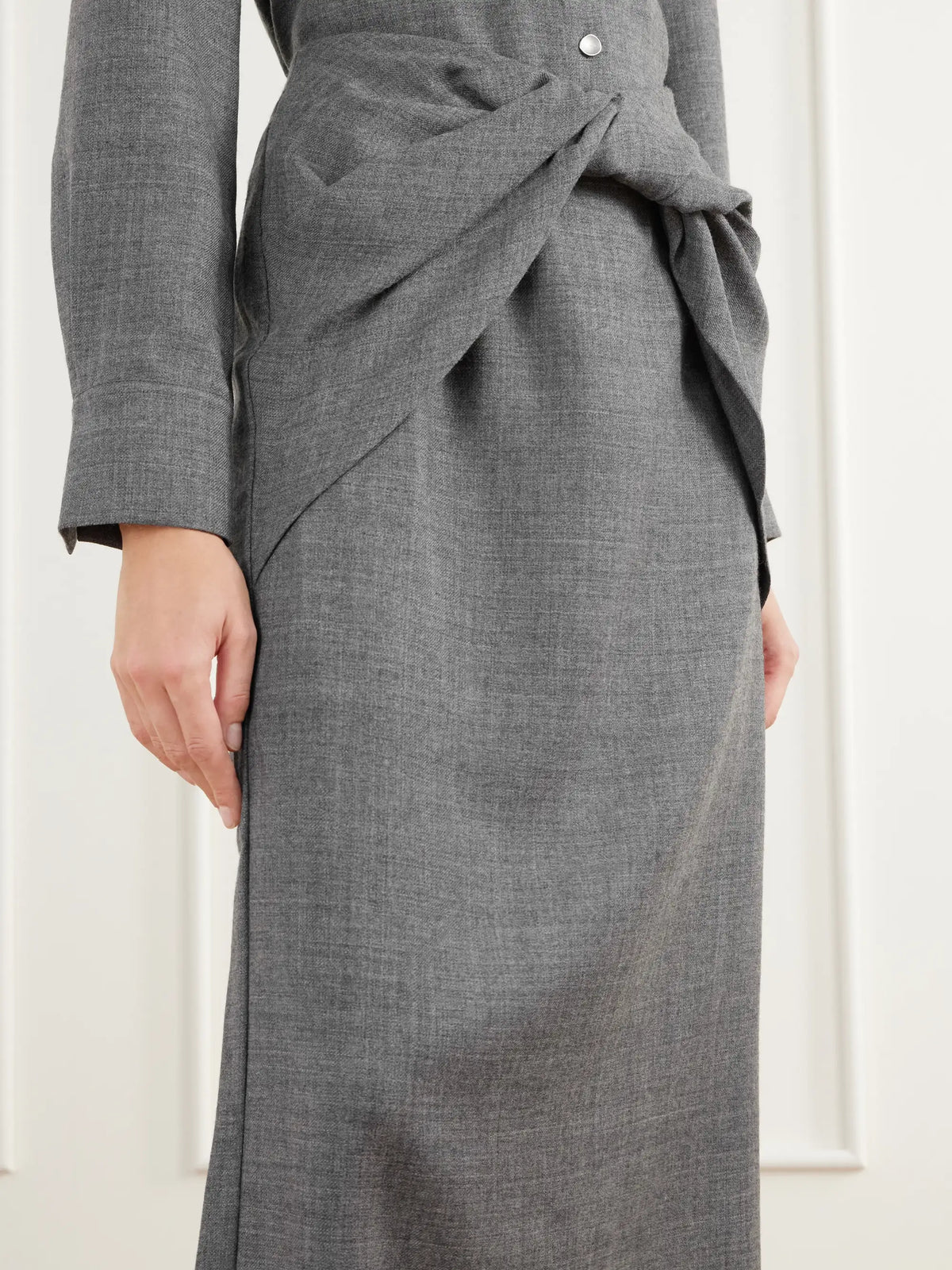 TOVE Hope Knot-detail Wool-fresco Midi Skirt