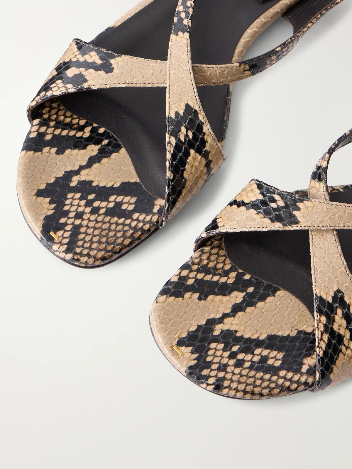 Liria Snake-effect Leather Flat Sandals