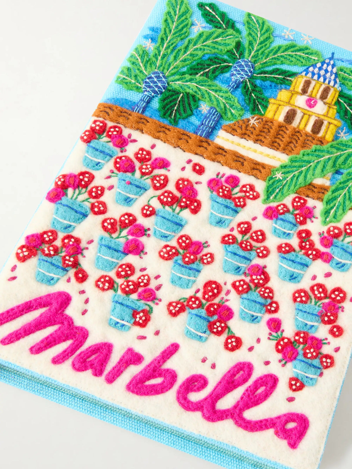 Marbella Appliquéd Embroidered Canvas Clutch