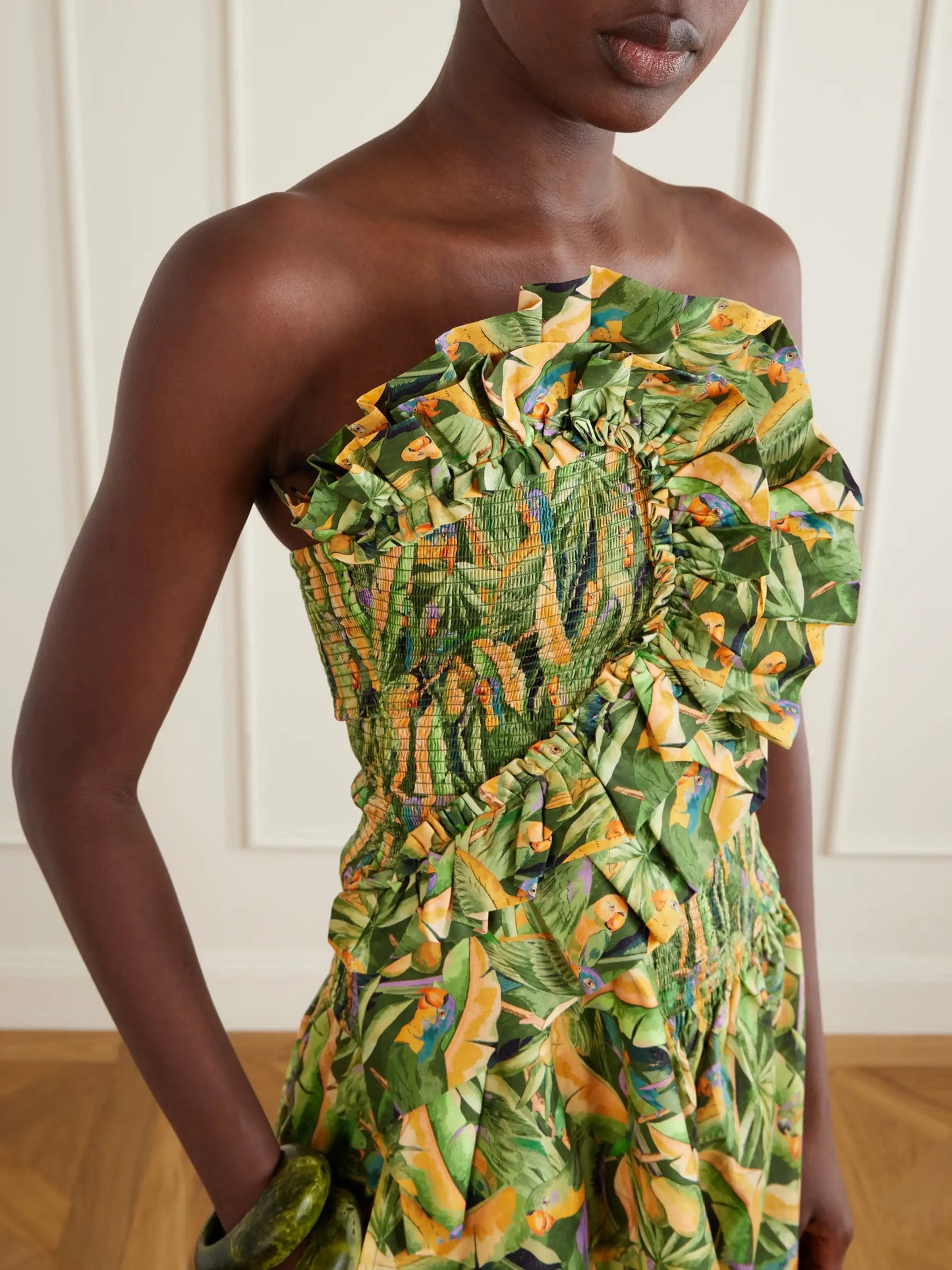Strapless Ruched Cotton Tank